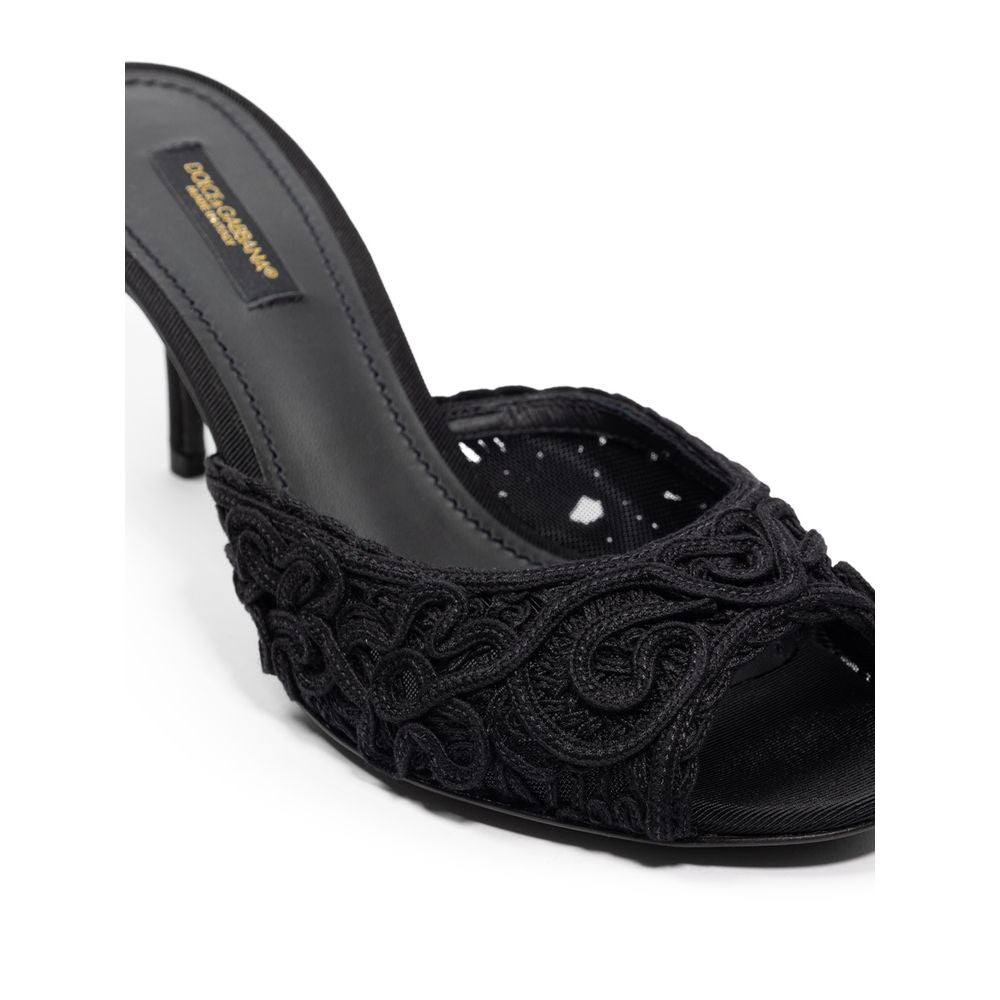 Dolce & Gabbana Black Cotton Sandal - SMARTMARTNZ