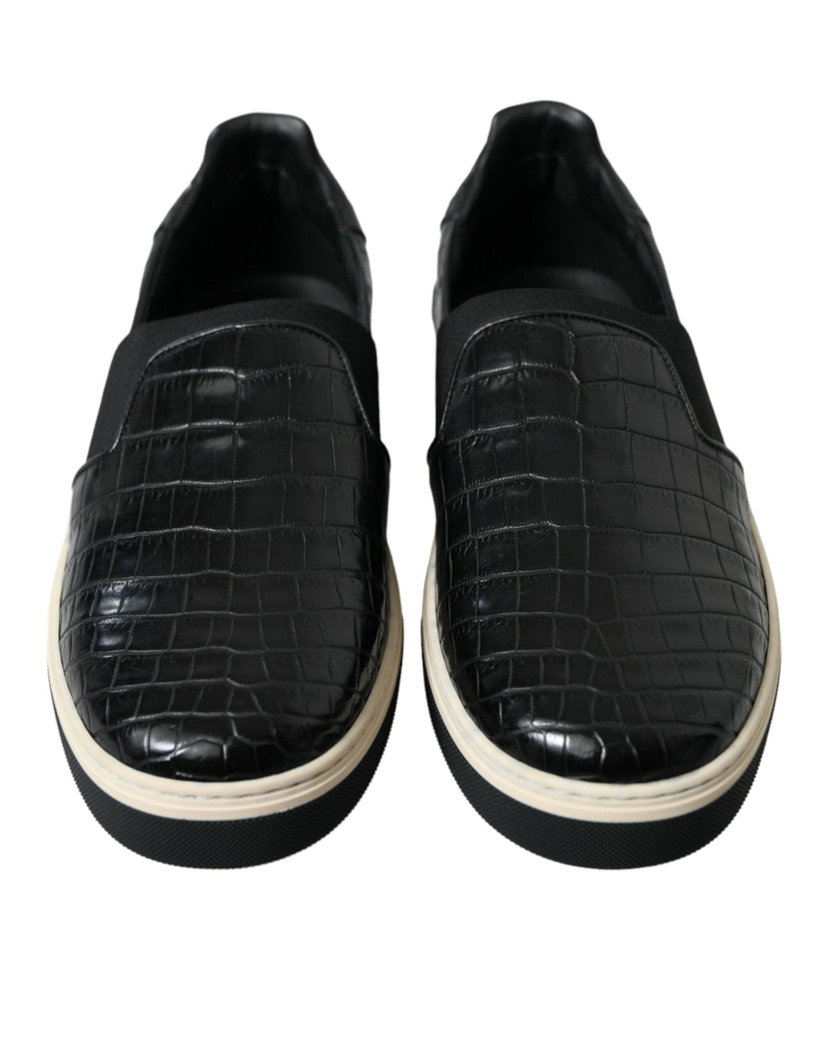 Dolce & Gabbana Black Croc Exotic Leather Sneakers Shoes - SMARTMARTNZ