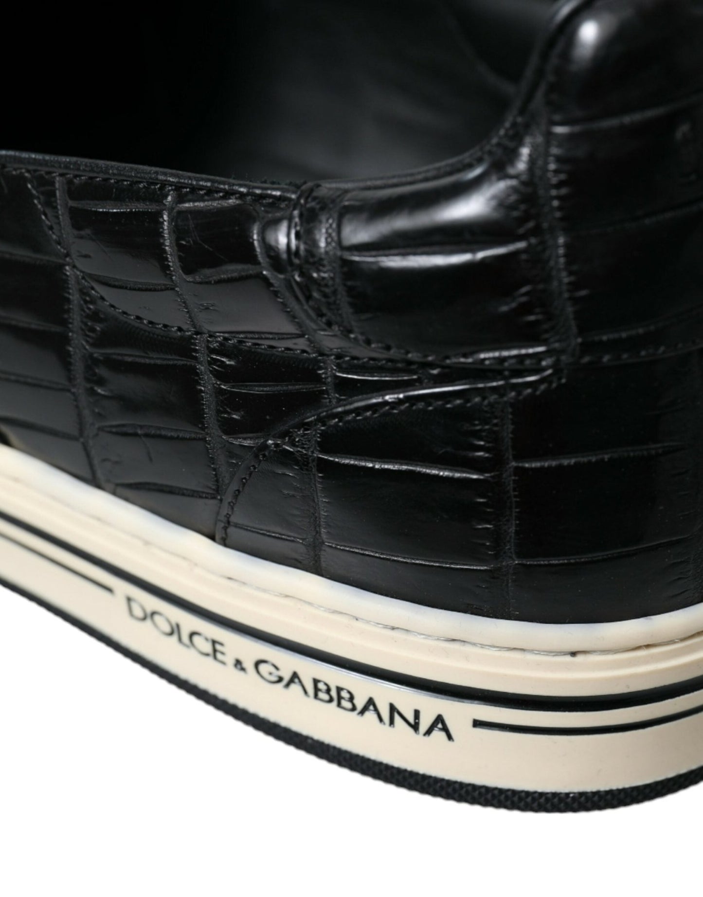 Dolce & Gabbana Black Croc Exotic Leather Sneakers Shoes - SMARTMARTNZ