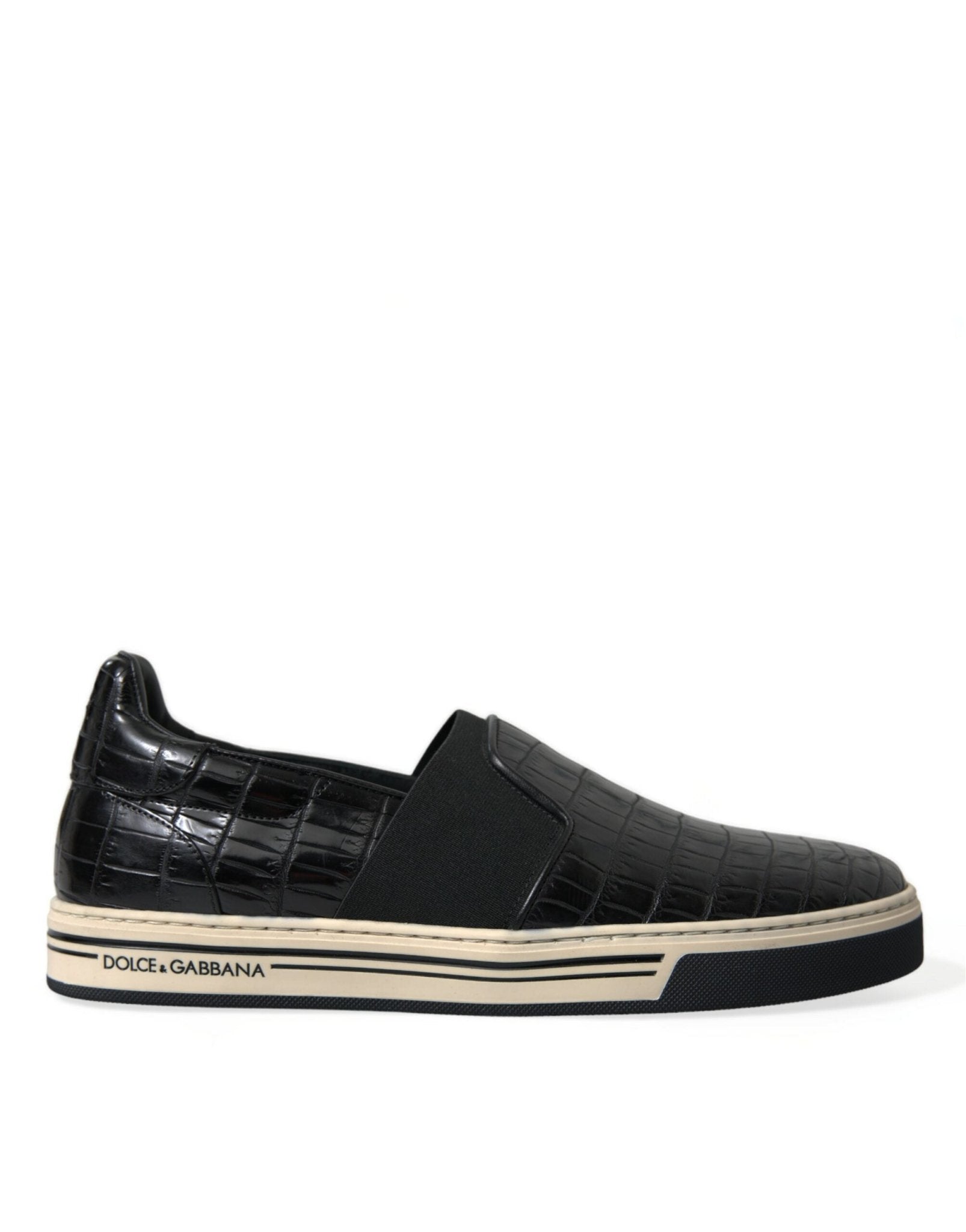 Dolce & Gabbana Black Croc Exotic Leather Sneakers Shoes - SMARTMARTNZ