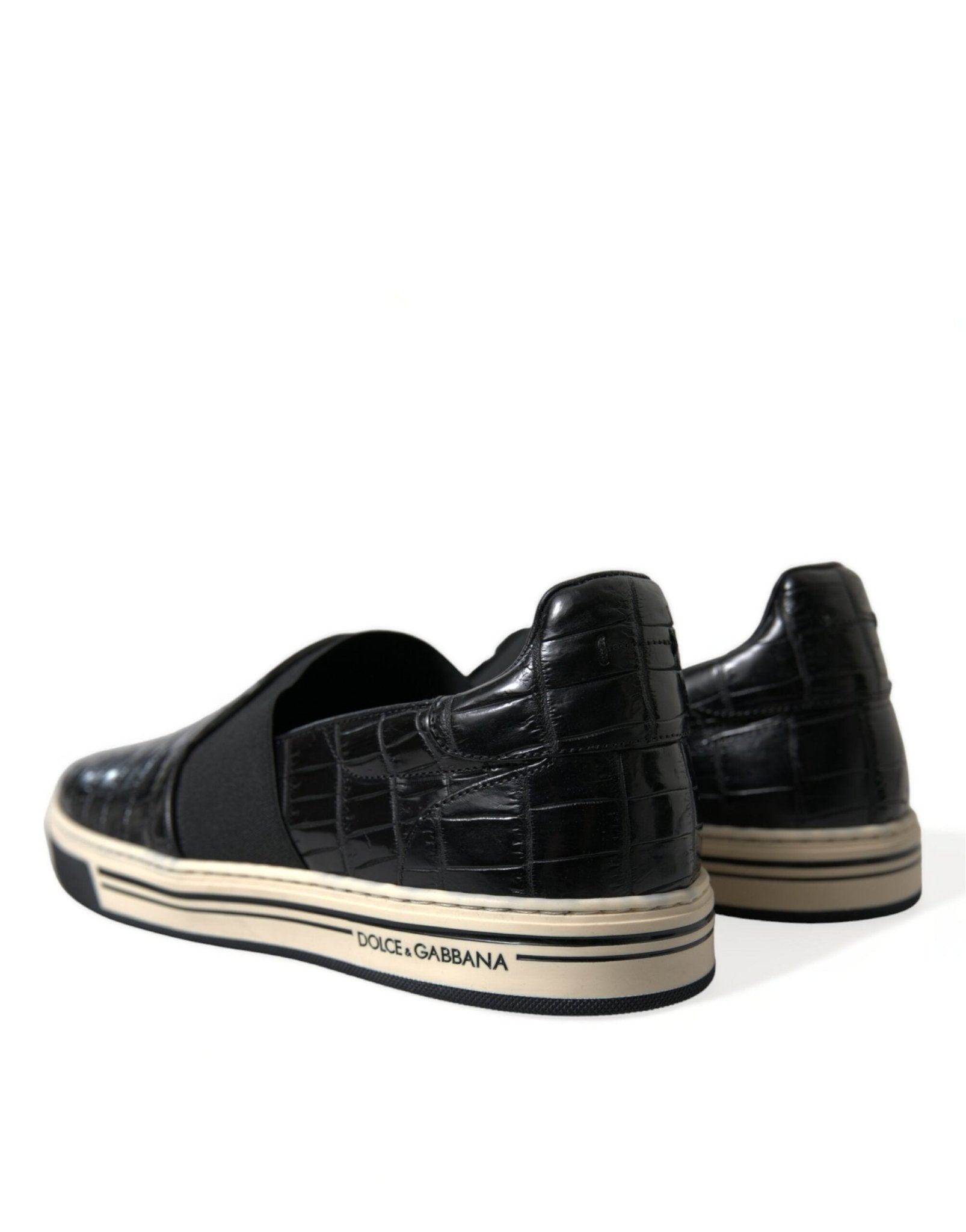 Dolce & Gabbana Black Croc Exotic Leather Sneakers Shoes - SMARTMARTNZ