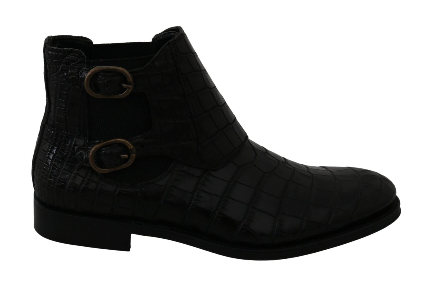 Dolce & Gabbana Black Crocodile Leather Derby Boots Shoes - SMARTMARTNZ