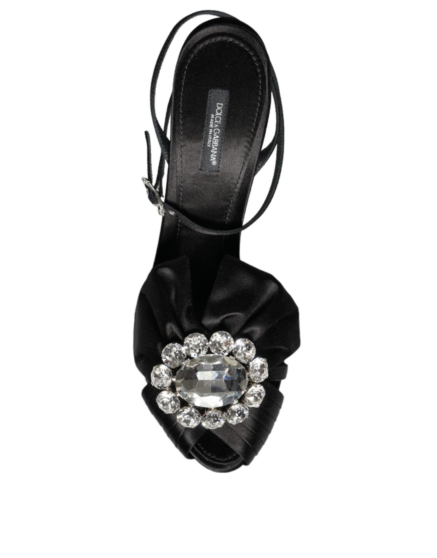 Dolce & Gabbana Black Crystal Ankle Strap Sandals Shoes - SMARTMARTNZ