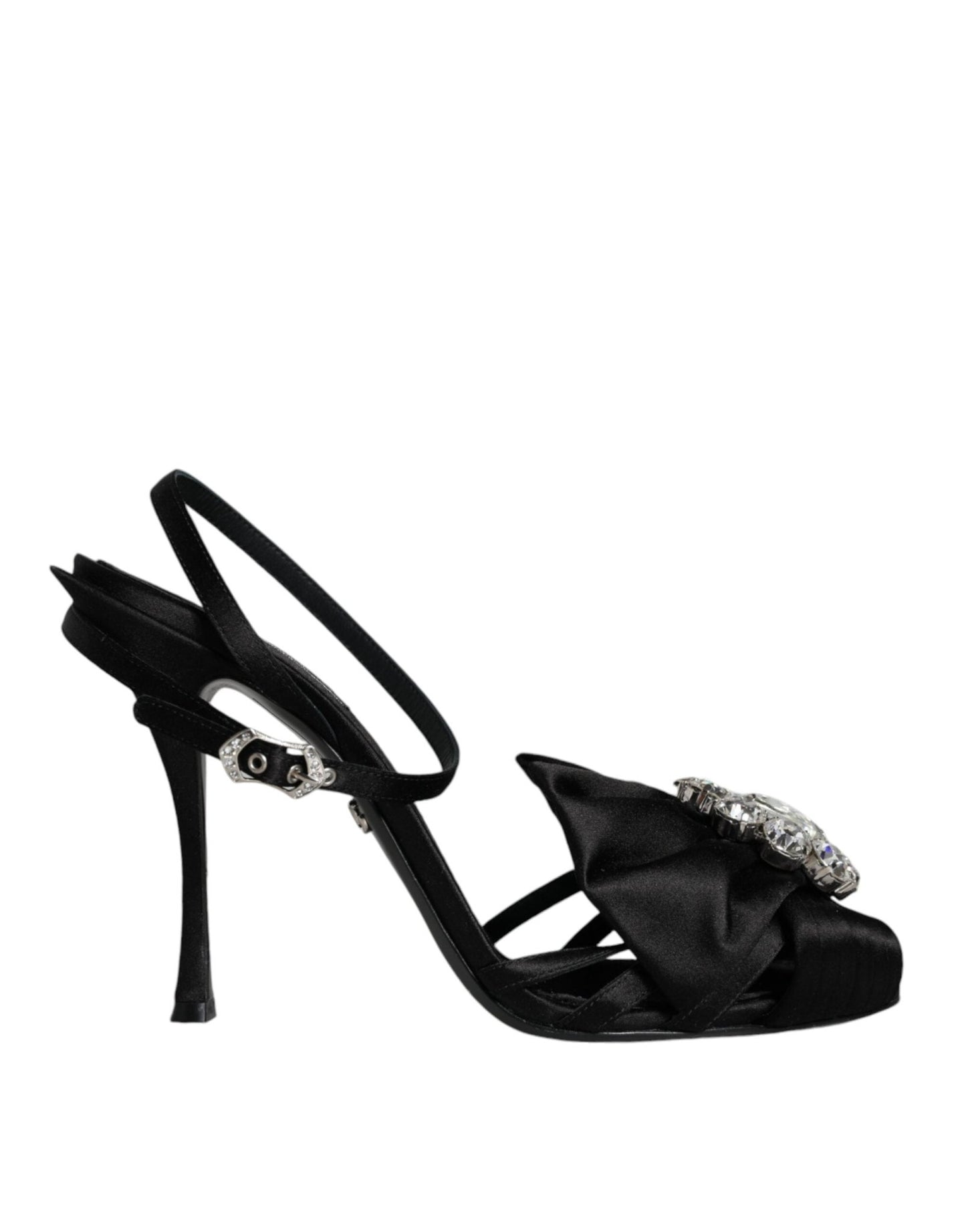 Dolce & Gabbana Black Crystal Ankle Strap Sandals Shoes - SMARTMARTNZ