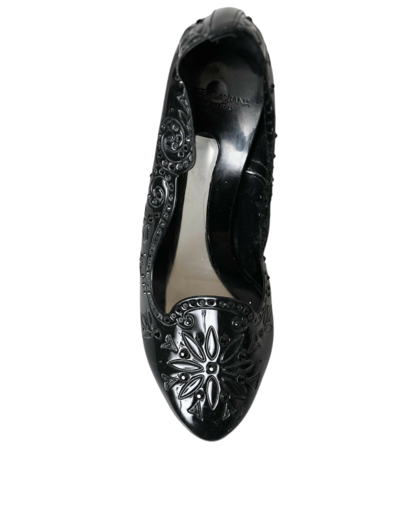 Dolce & Gabbana Black Crystal CINDERELLA Heels Pumps Shoes - SMARTMARTNZ
