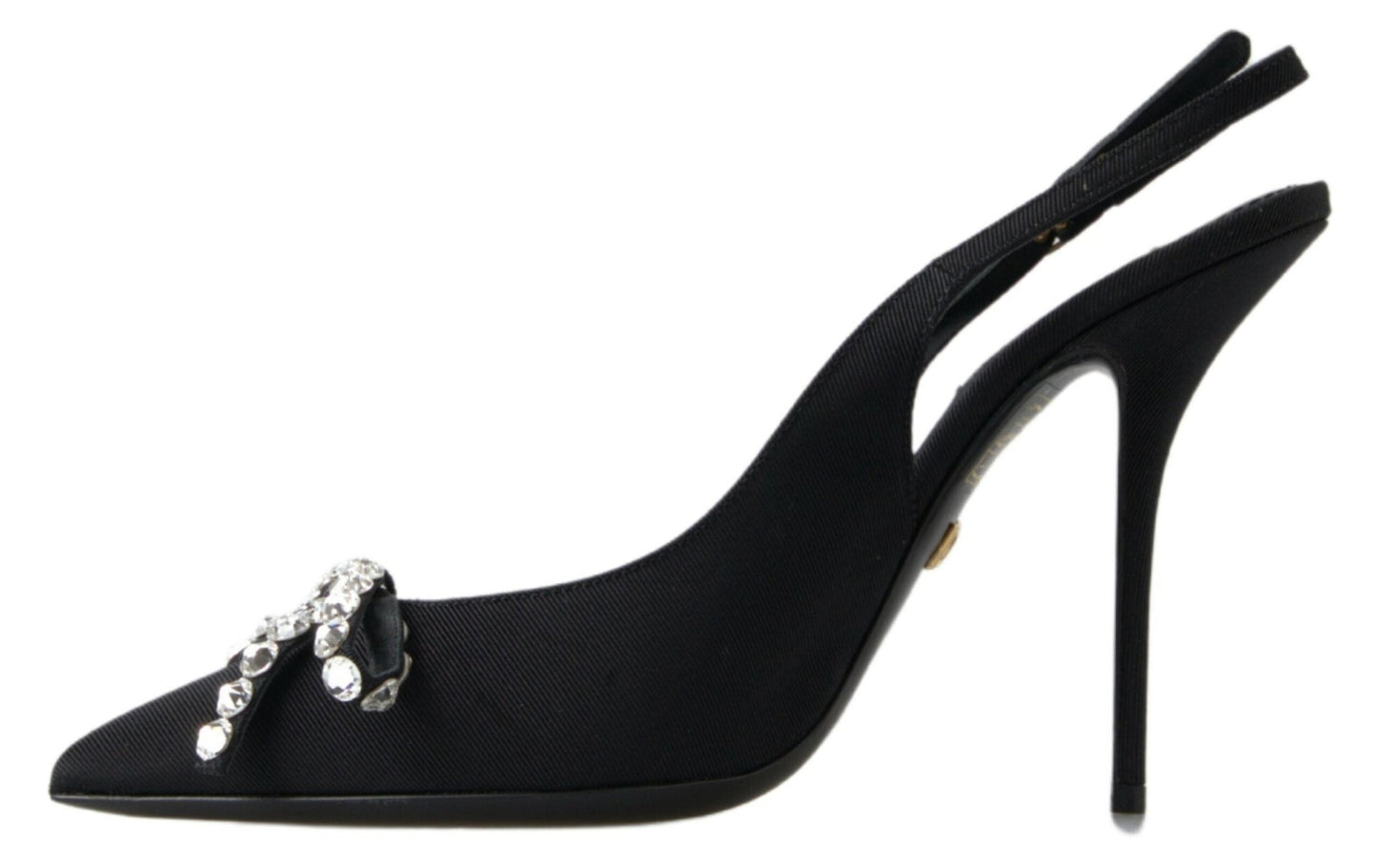 Dolce & Gabbana Black Crystal Embellished Slingback Heel Shoes - SMARTMARTNZ