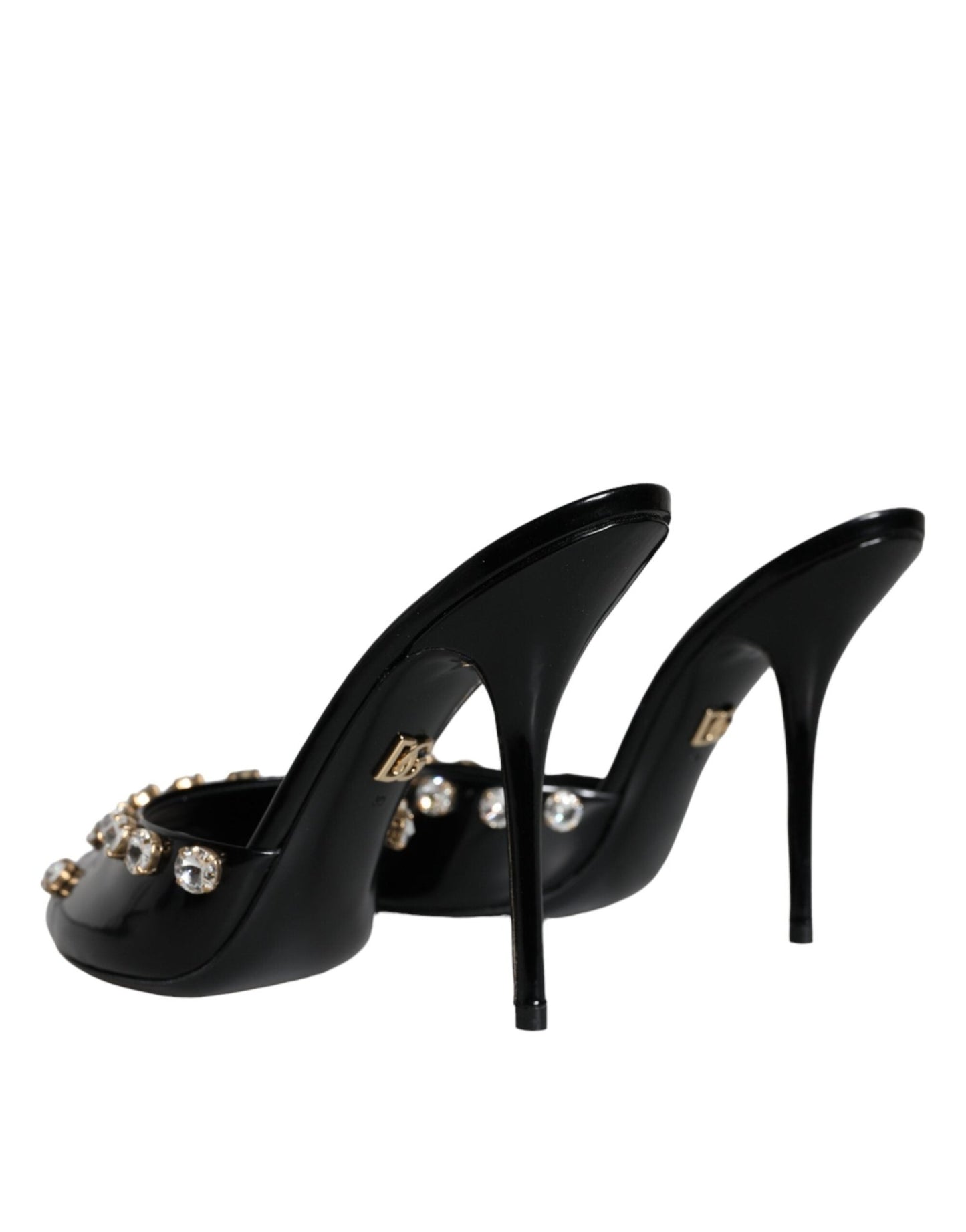 Dolce & Gabbana Black Crystal Heels Keira Sandals Shoes - SMARTMARTNZ