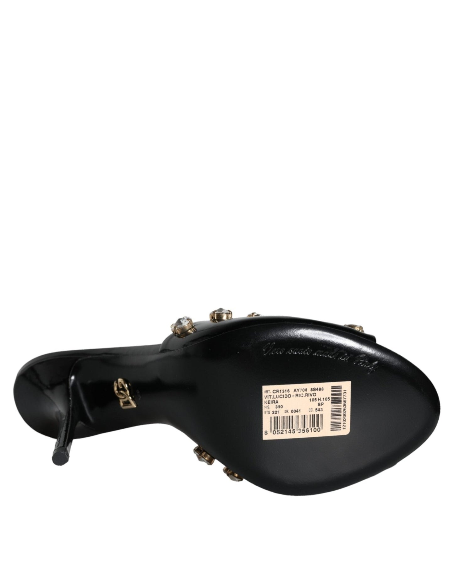 Dolce & Gabbana Black Crystal Heels Keira Sandals Shoes - SMARTMARTNZ