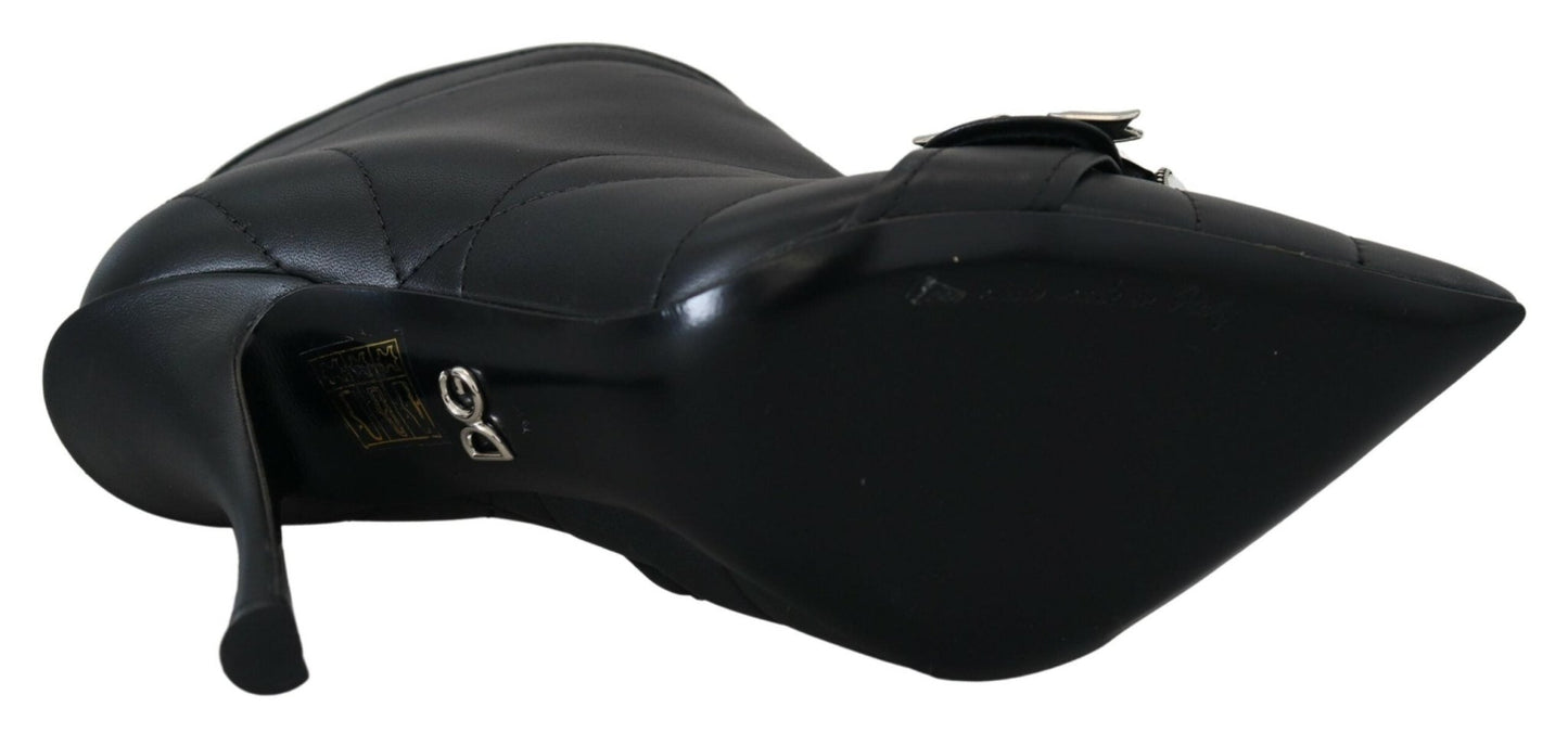 Dolce & Gabbana Black Devotion Quilted Buckled Ankle Boots Shoes - SMARTMARTNZ