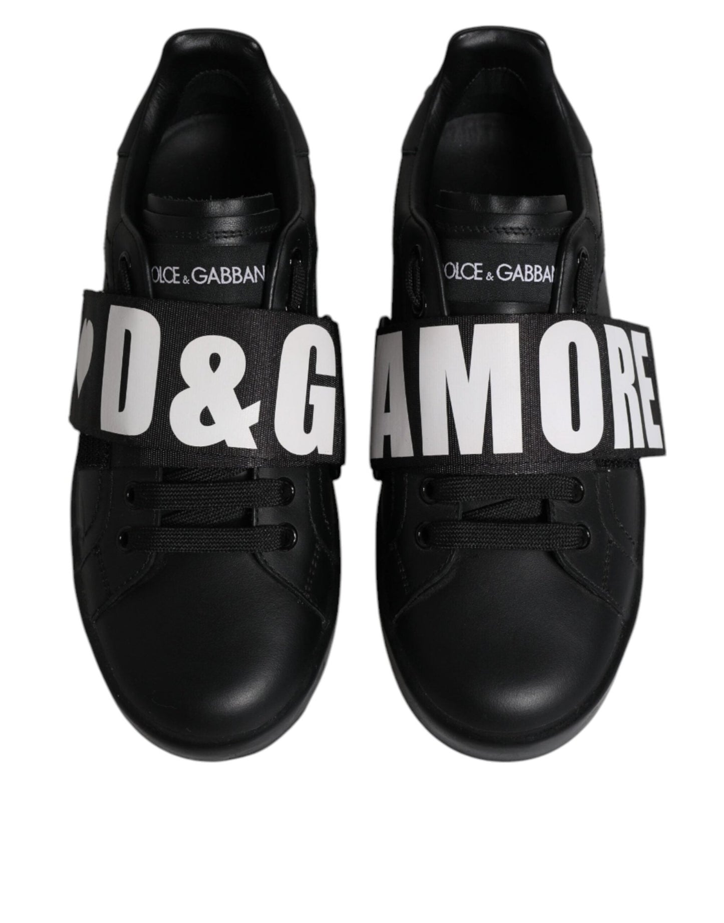 Dolce & Gabbana Black D&G AMORE Low Top Sneakers Shoes - SMARTMARTNZ