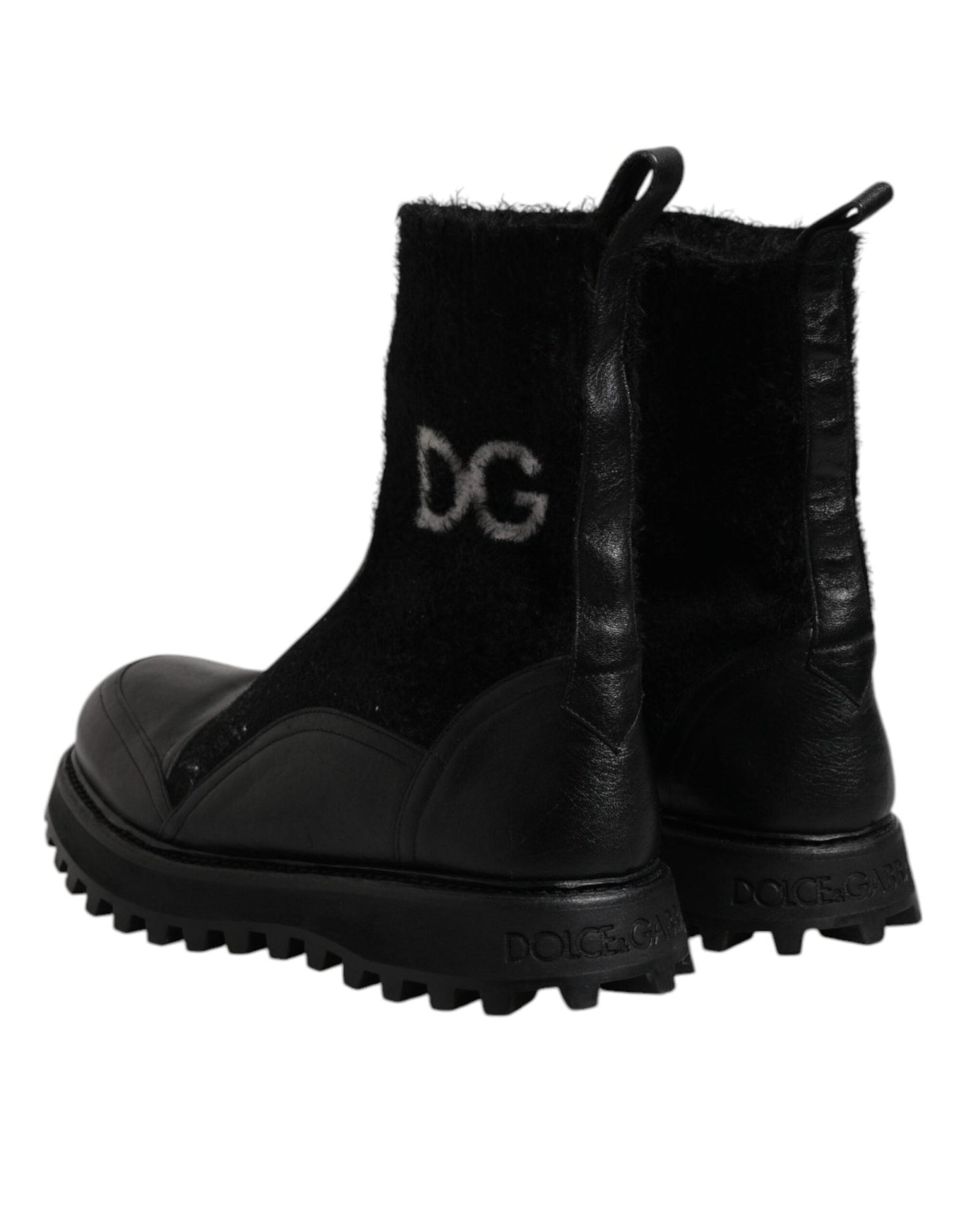 Dolce & Gabbana Black DG Logo Horse Sock Ankle Boots Shoes - SMARTMARTNZ