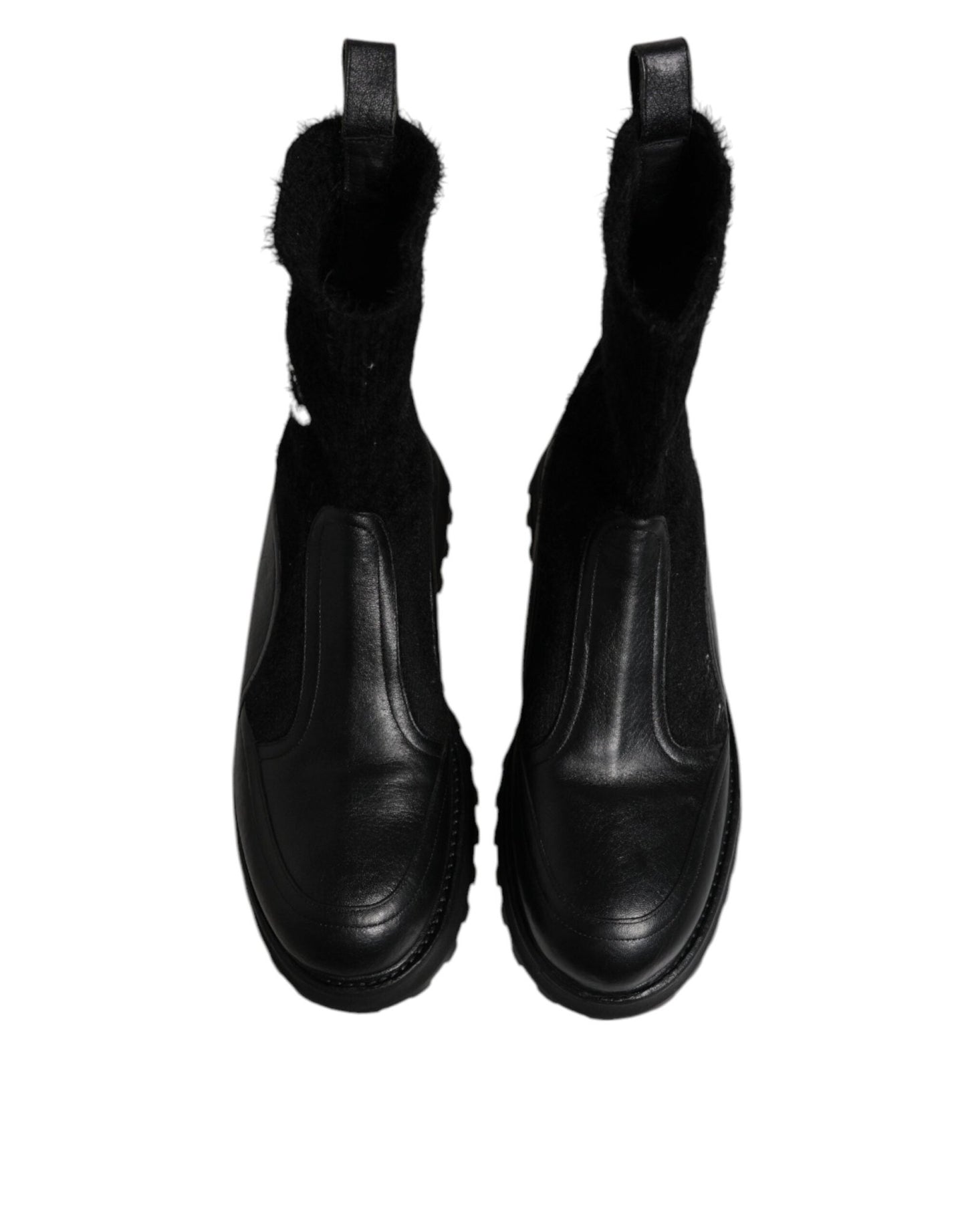 Dolce & Gabbana Black DG Logo Horse Sock Ankle Boots Shoes - SMARTMARTNZ