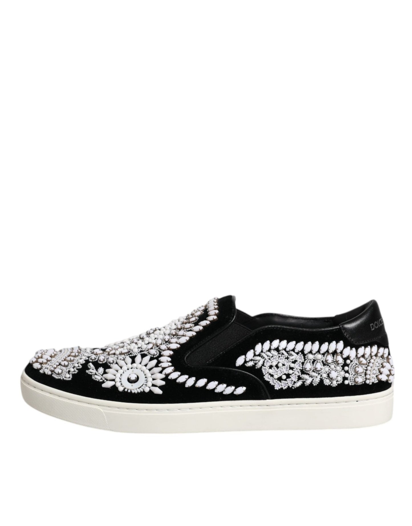 Dolce & Gabbana Black Embellished London Men Slip On Shoes - SMARTMARTNZ
