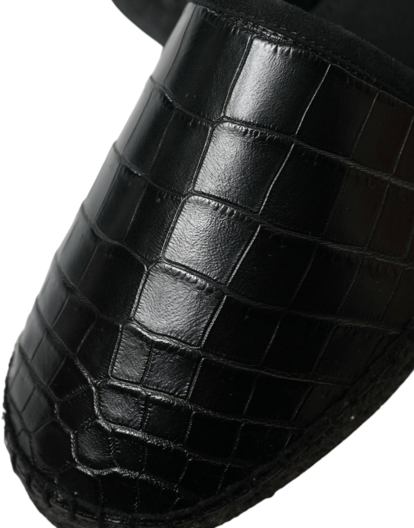 Dolce & Gabbana Black Exotic Leather Espadrilles Slip On Shoes - SMARTMARTNZ