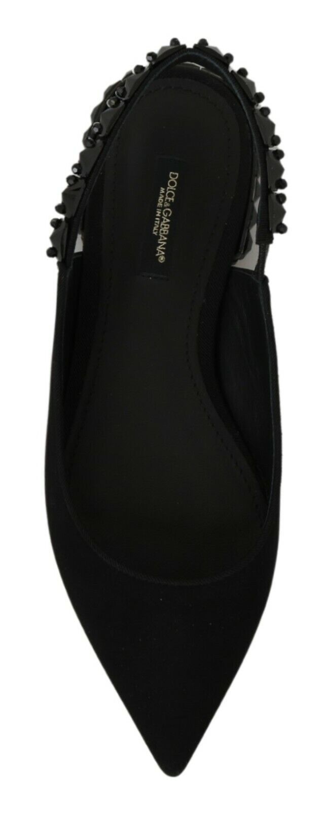 Dolce & Gabbana Black Flats Slingback Charmeuse Shoes - SMARTMARTNZ