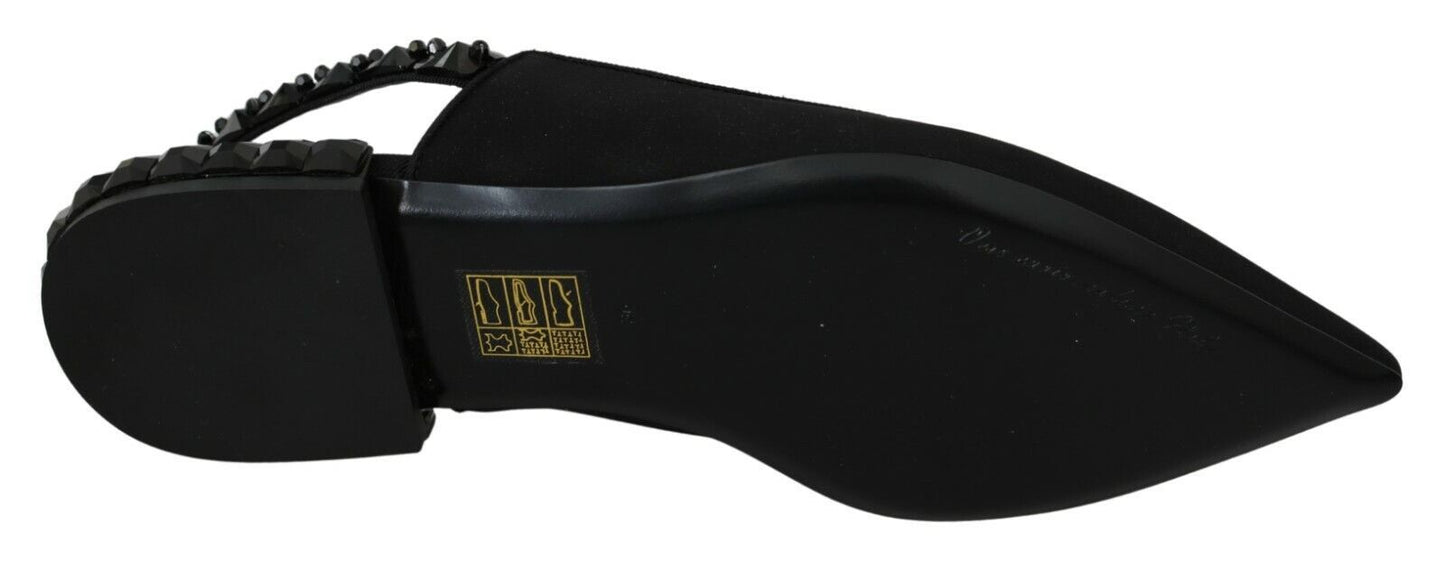 Dolce & Gabbana Black Flats Slingback Charmeuse Shoes - SMARTMARTNZ