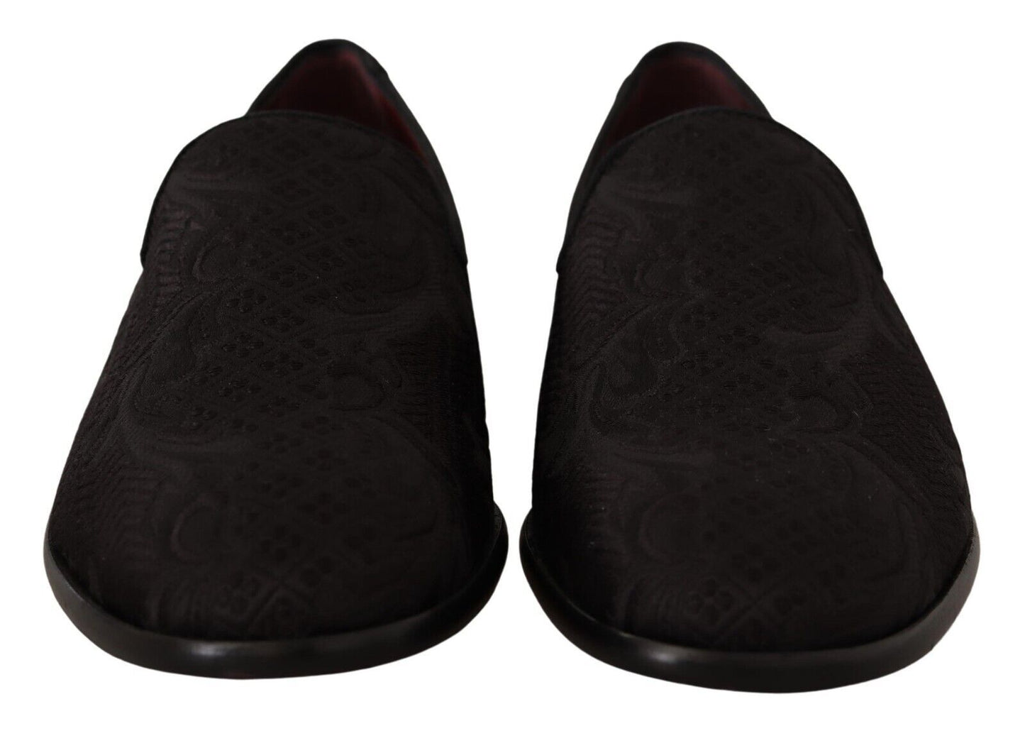 Dolce & Gabbana Black Floral Brocade Slippers Loafers Shoes - SMARTMARTNZ