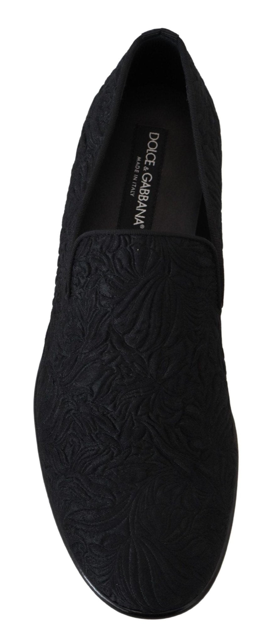 Dolce & Gabbana Black Floral Jacquard Slippers Loafers Shoes - SMARTMARTNZ