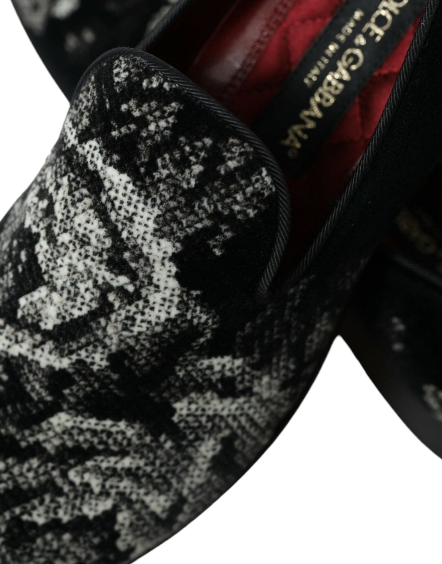 Dolce & Gabbana Black Floral Slippers Men Loafers Dress Shoes - SMARTMARTNZ