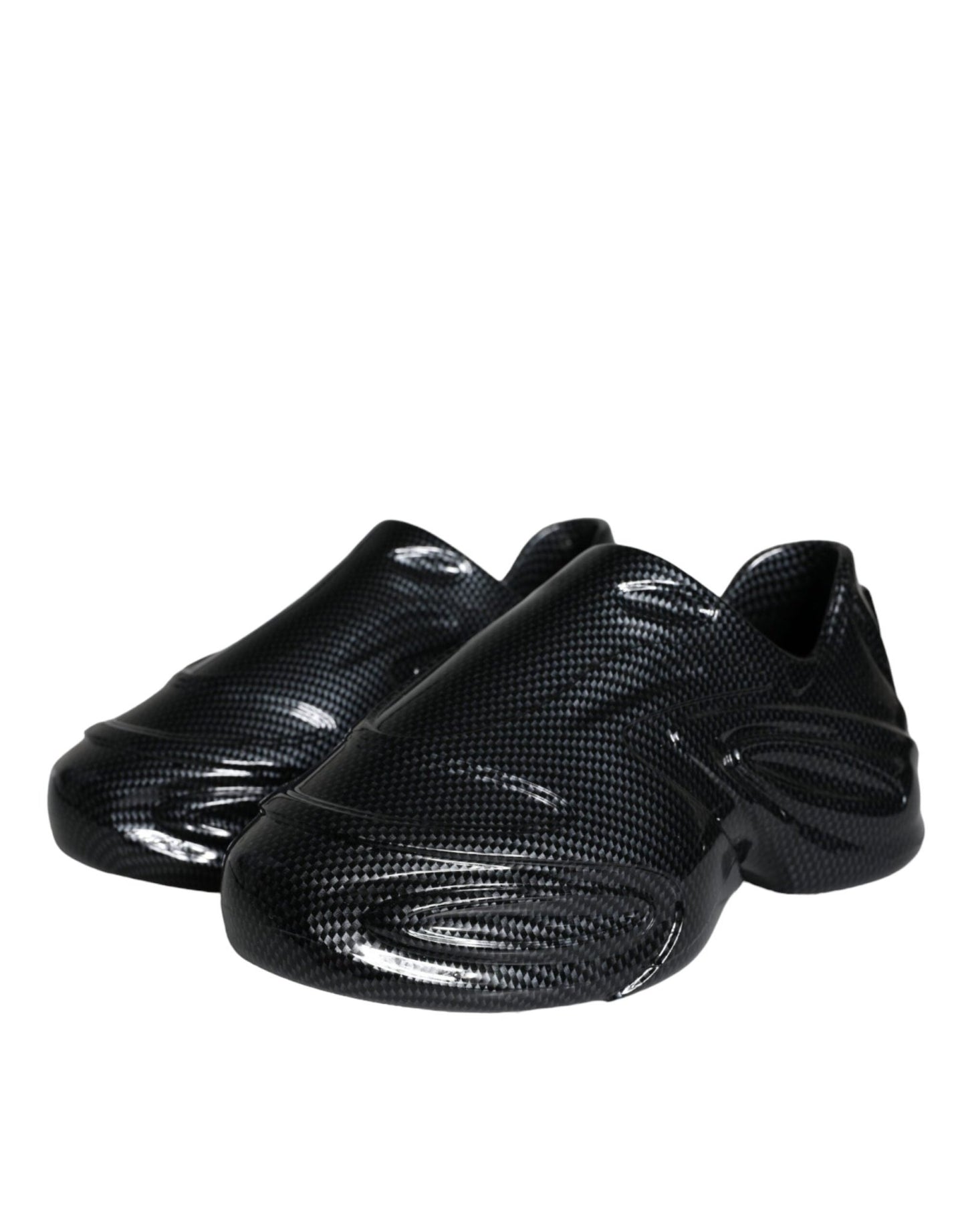 Dolce & Gabbana Black Foiled Rubber Toy Low Top Men Sneakers Shoes - SMARTMARTNZ