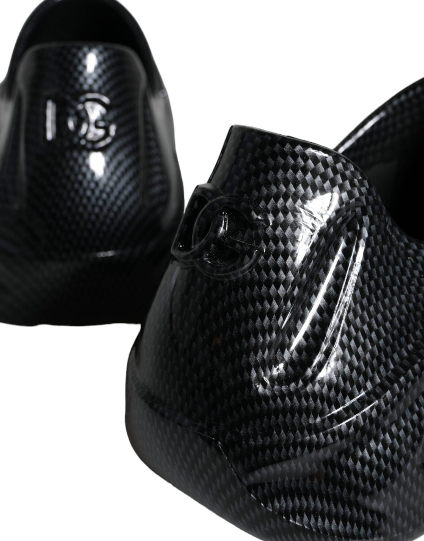 Dolce & Gabbana Black Foiled Rubber Toy Low Top Men Sneakers Shoes - SMARTMARTNZ