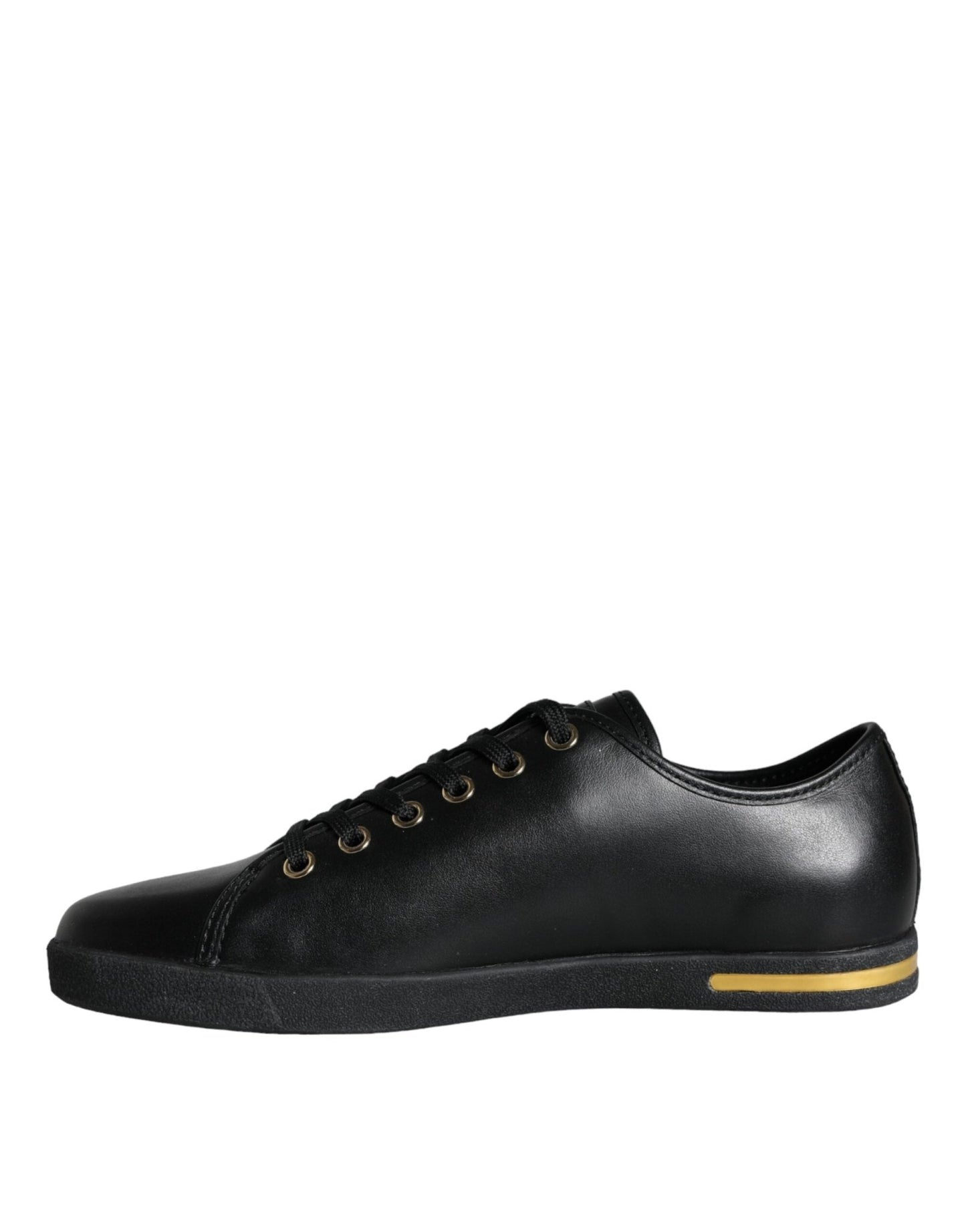 Dolce & Gabbana Black Gold Leather Classic Sneakers Shoes - SMARTMARTNZ