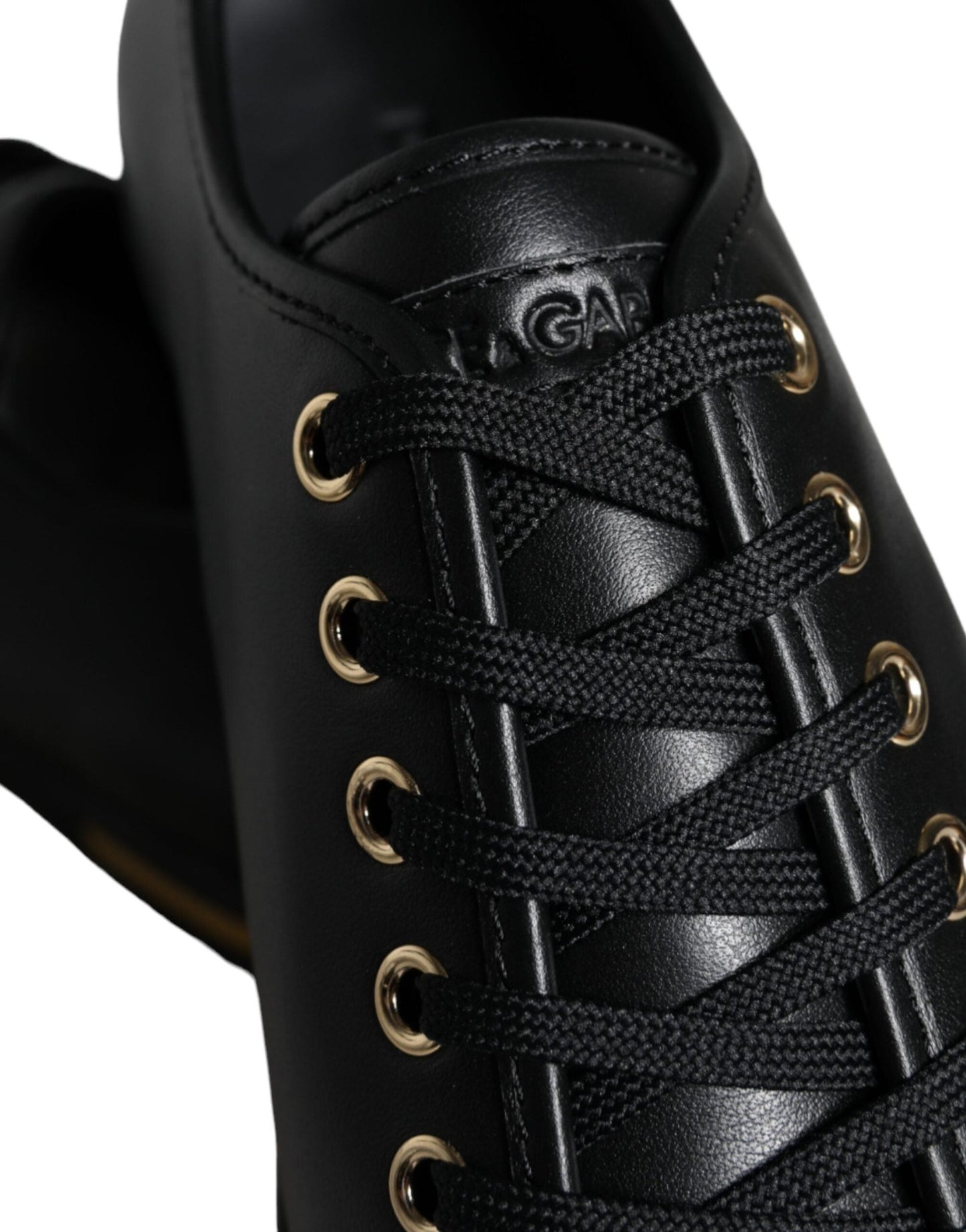 Dolce & Gabbana Black Gold Leather Classic Sneakers Shoes - SMARTMARTNZ