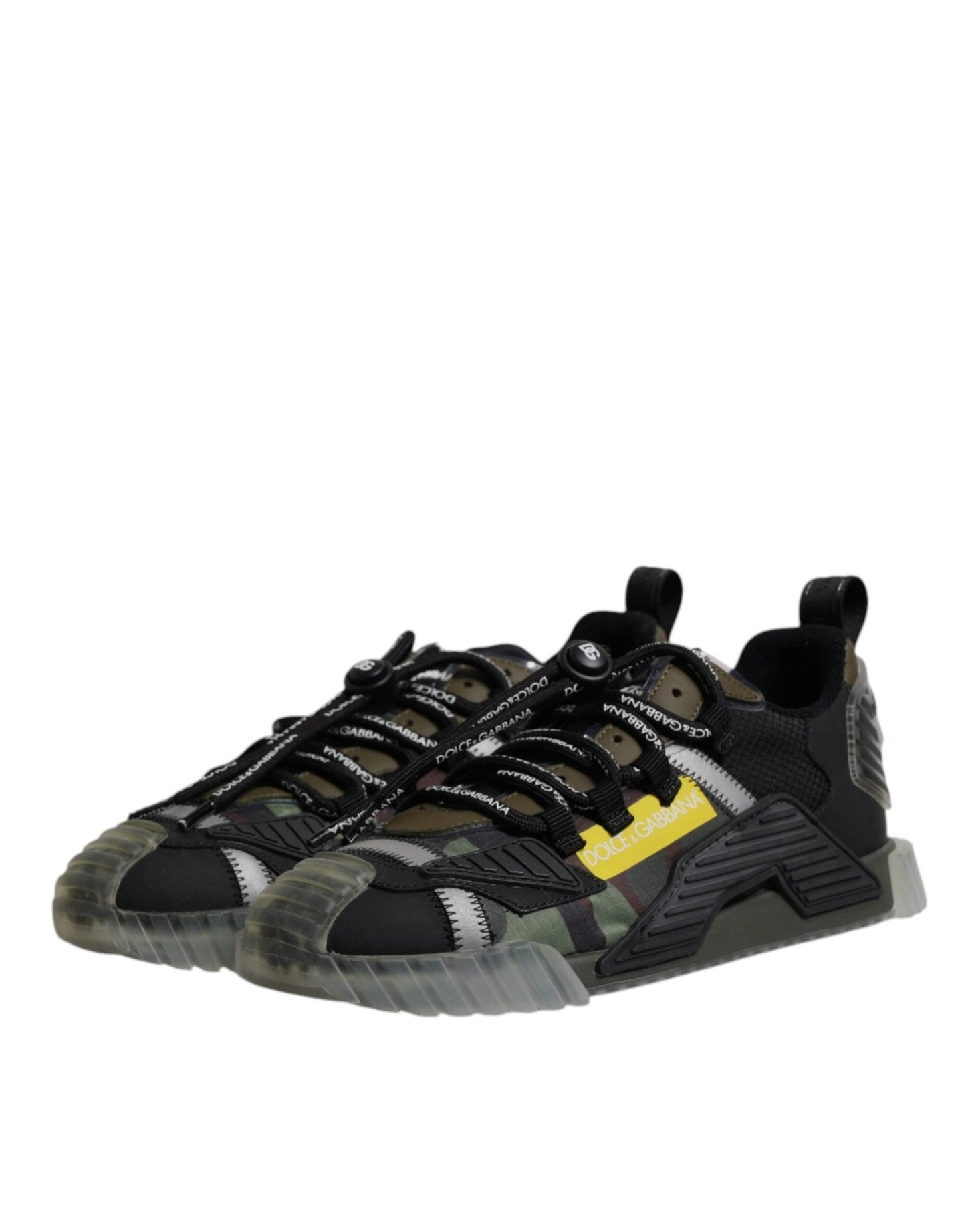 Dolce & Gabbana Black Green Camo NS1 Low Top Sneakers Shoes - SMARTMARTNZ