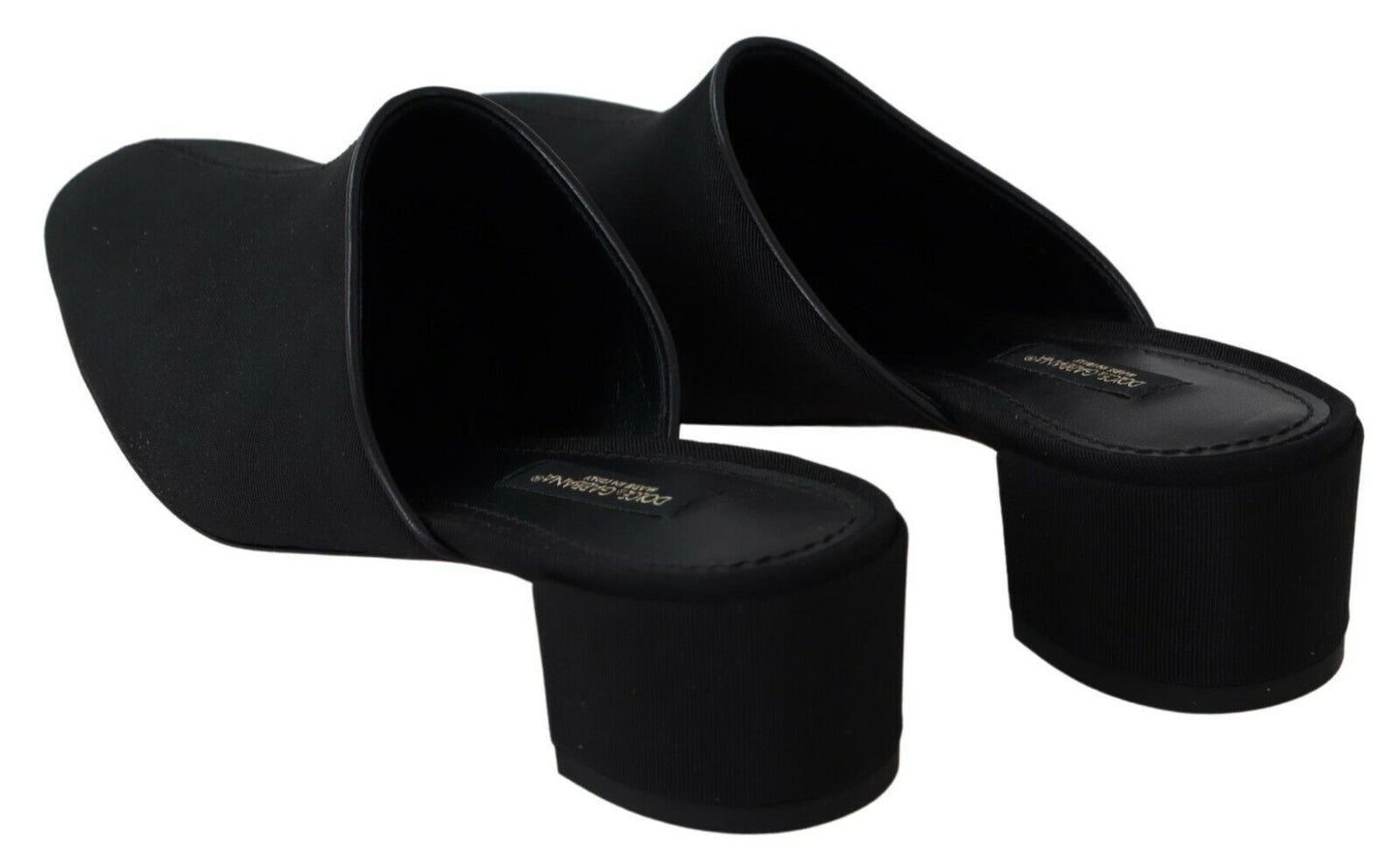Dolce & Gabbana Black Grosgrain Slides Sandals Women Shoes - SMARTMARTNZ