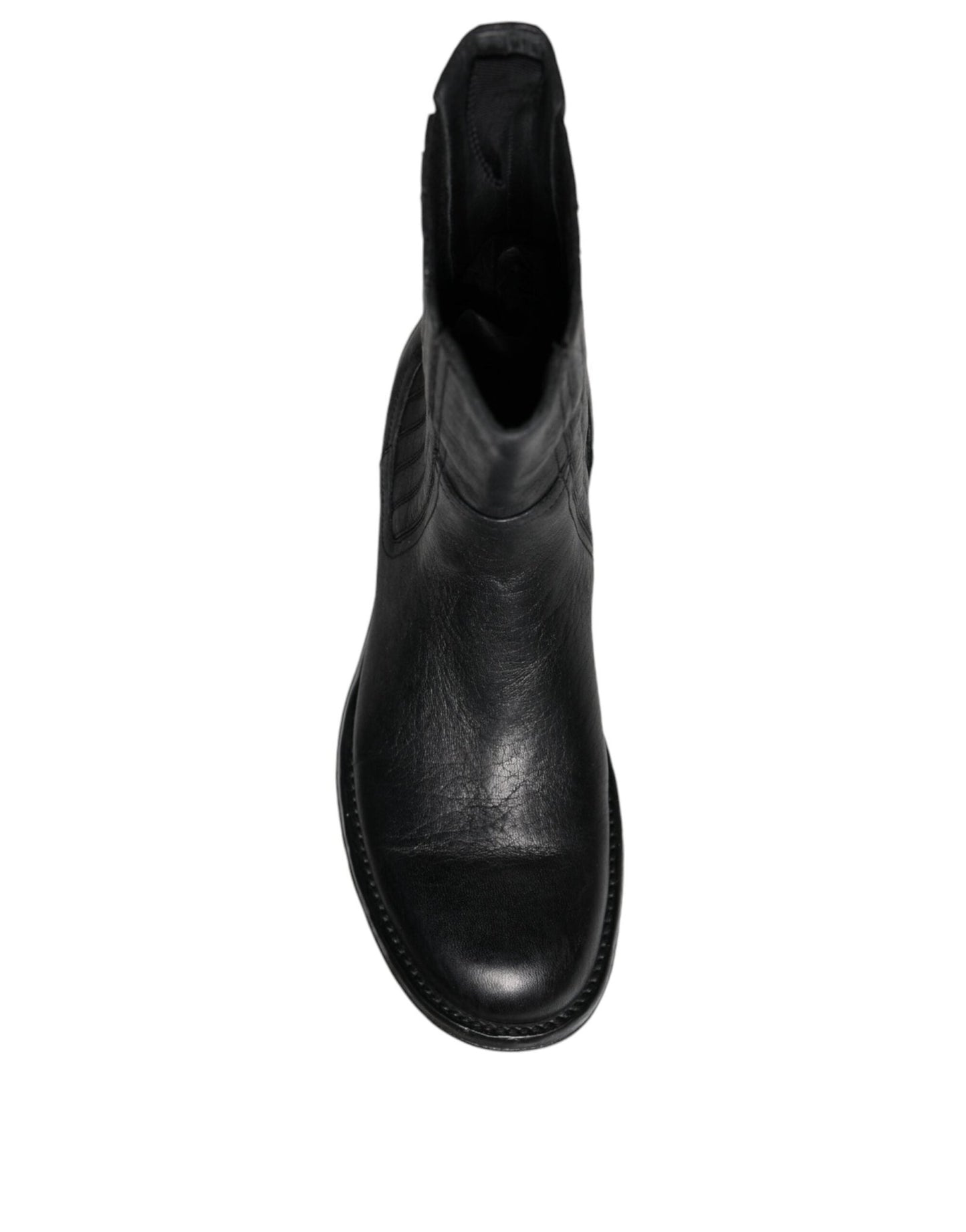 Dolce & Gabbana Black Horse Leather Mid Calf Boots Shoes - SMARTMARTNZ