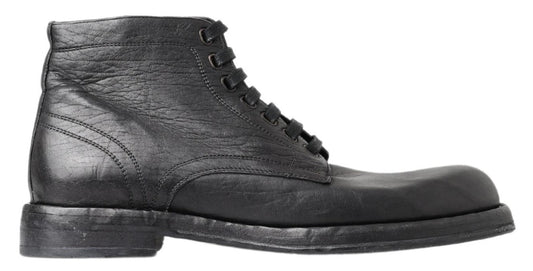 Dolce & Gabbana Black Horse Leather Perugino Boots - SMARTMARTNZ