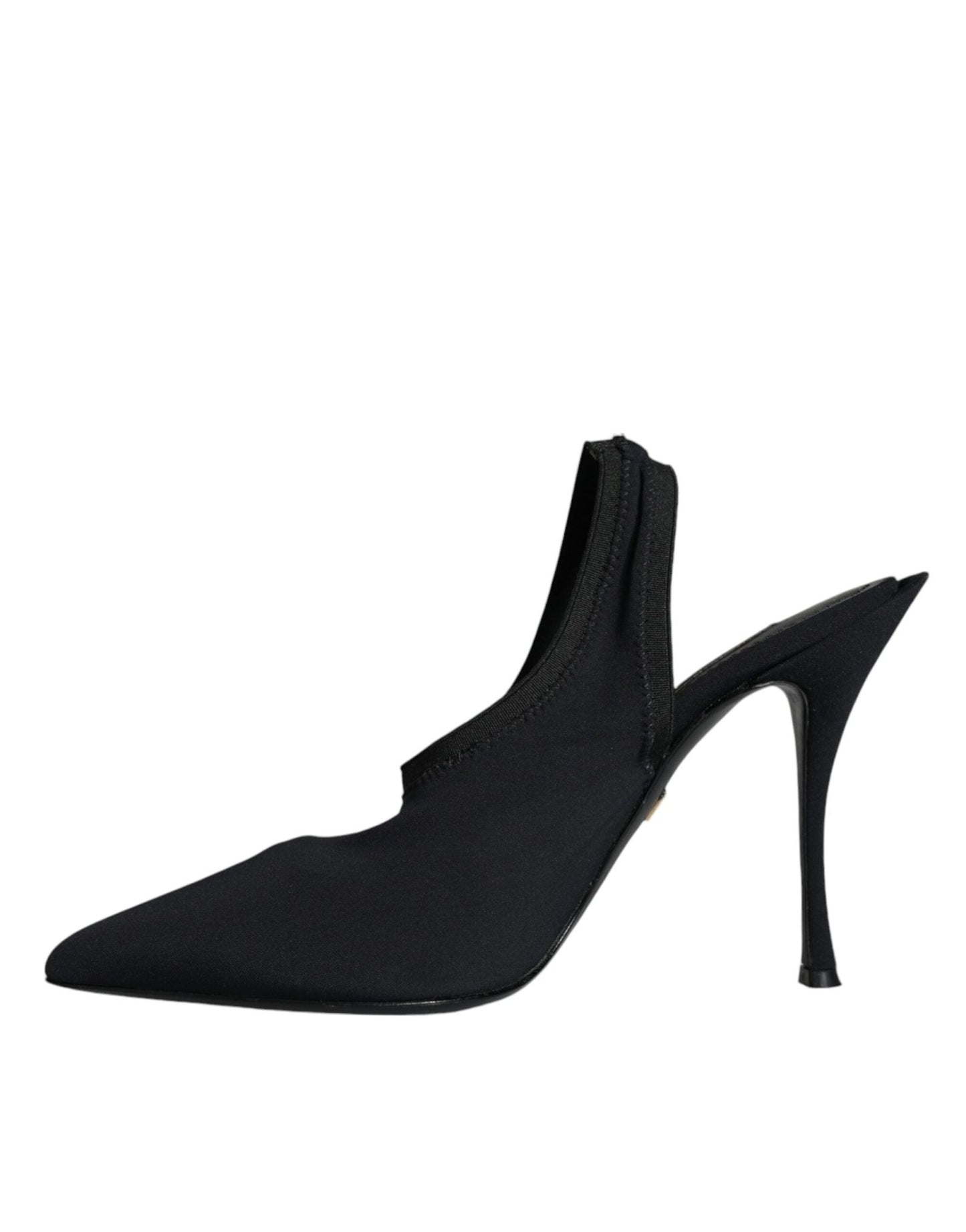 Dolce & Gabbana Black Jersey Stretch Heels Slingback Shoes - SMARTMARTNZ