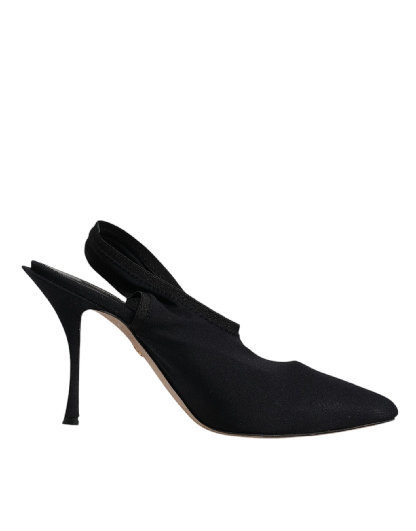 Dolce & Gabbana Black Jersey Stretch Heels Slingback Shoes - SMARTMARTNZ