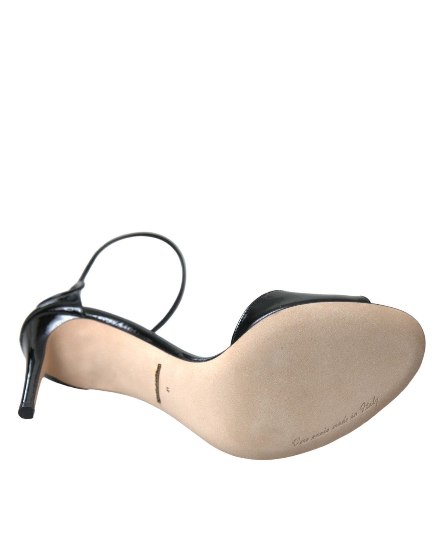 Dolce & Gabbana Black KEIRA Leather Heels Sandals Shoes - SMARTMARTNZ