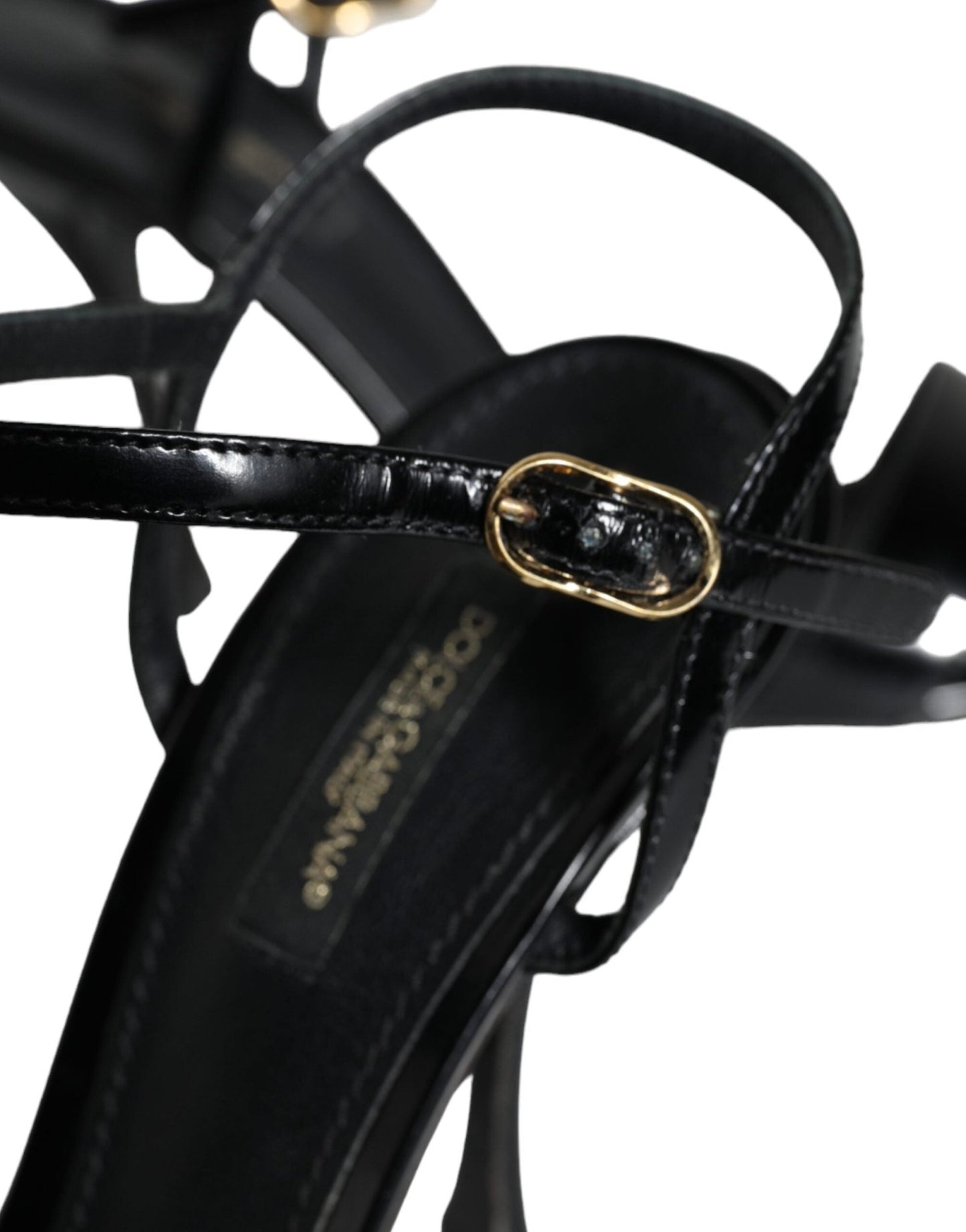 Dolce & Gabbana Black KEIRA Leather Heels Sandals Shoes - SMARTMARTNZ