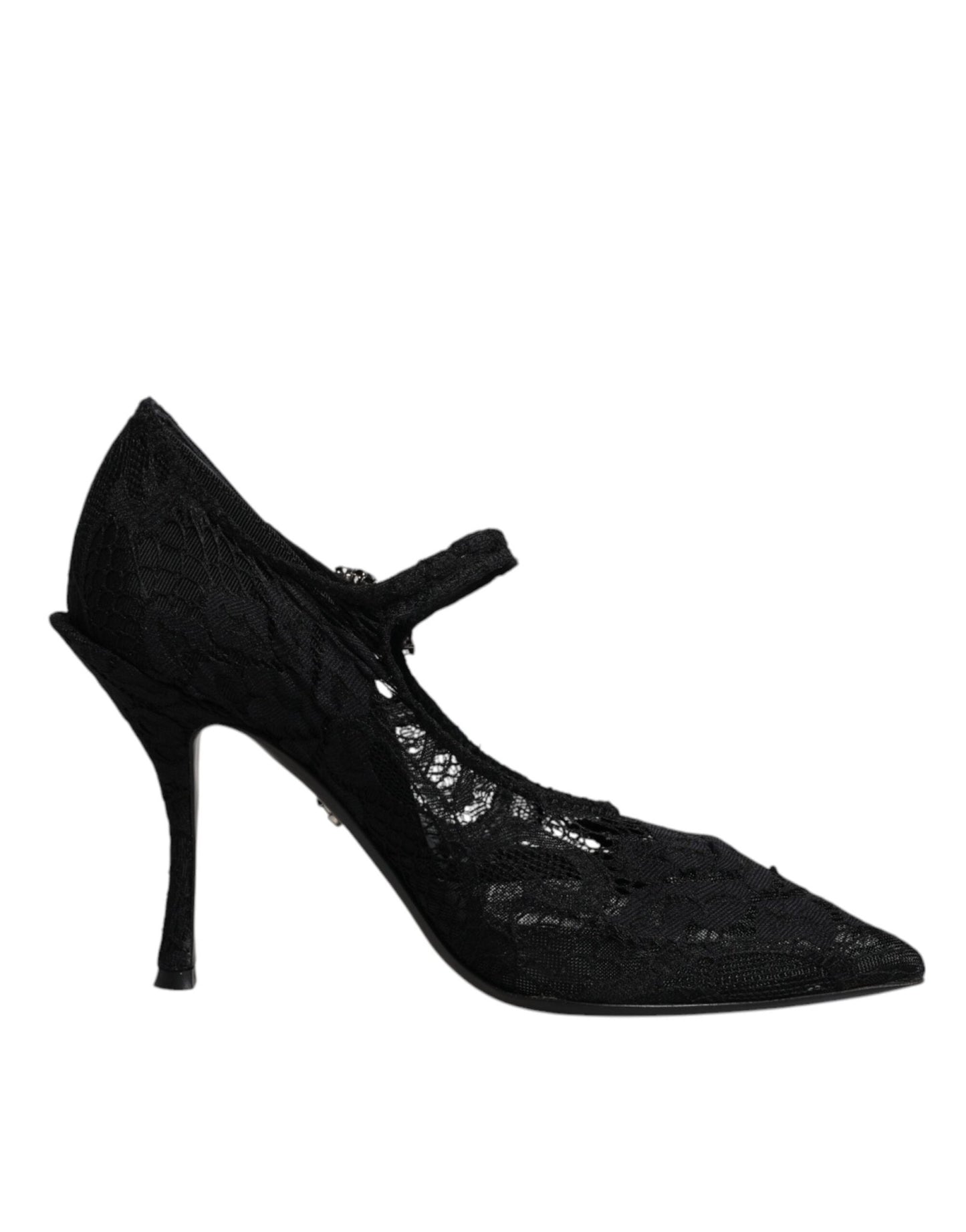 Dolce & Gabbana Black Lace Crystals Mary Jane Pumps Shoes - SMARTMARTNZ