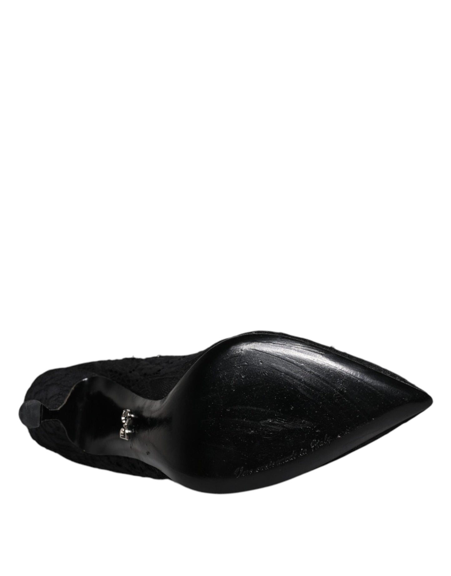 Dolce & Gabbana Black Lace Crystals Mary Jane Pumps Shoes - SMARTMARTNZ