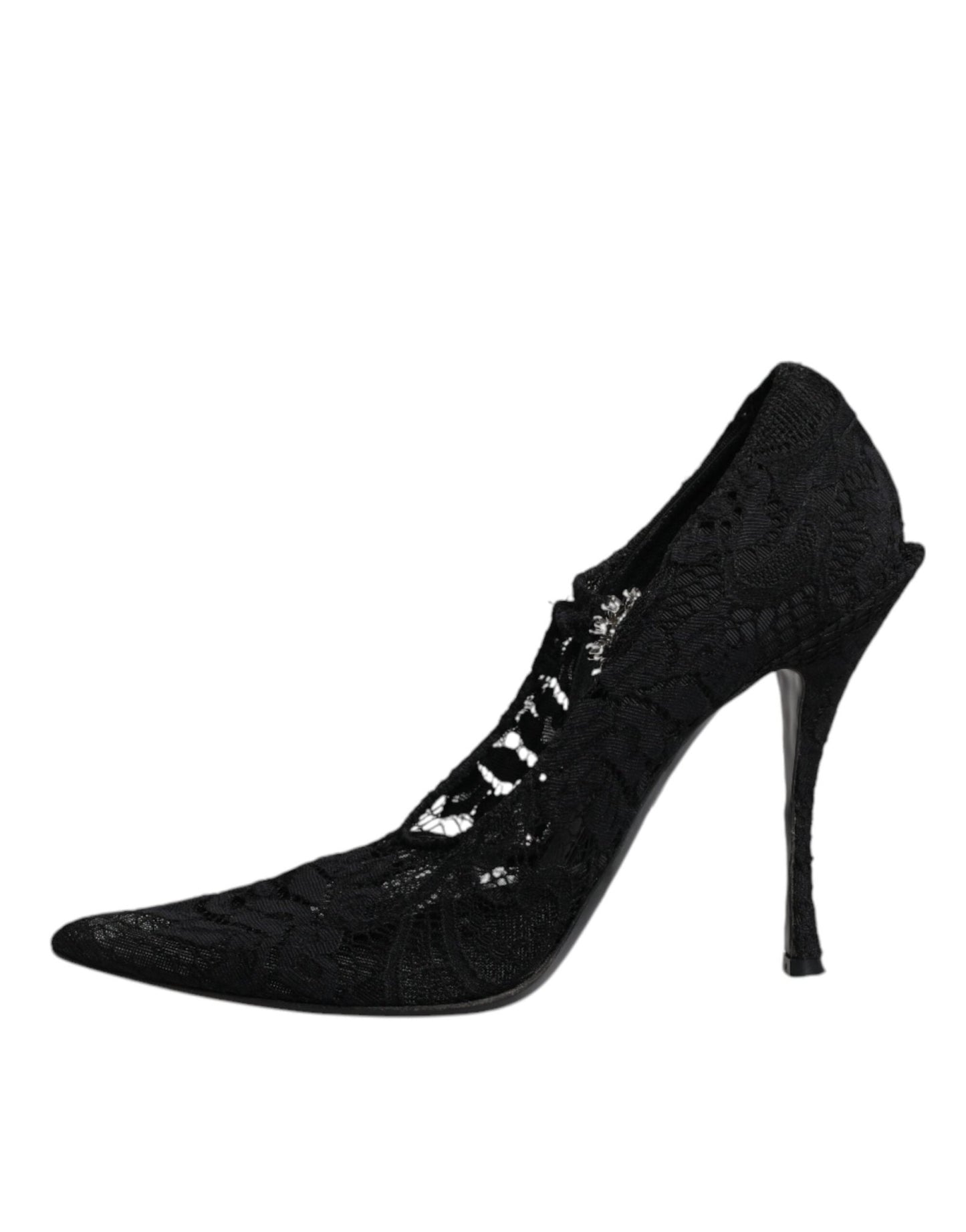 Dolce & Gabbana Black Lace Crystals Mary Jane Pumps Shoes - SMARTMARTNZ