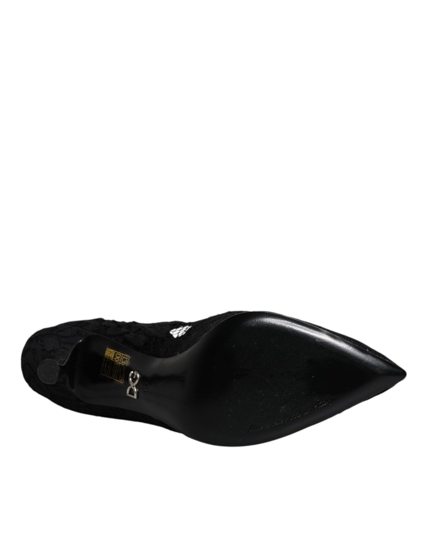 Dolce & Gabbana Black Lace Crystals Mary Jane Pumps Shoes - SMARTMARTNZ