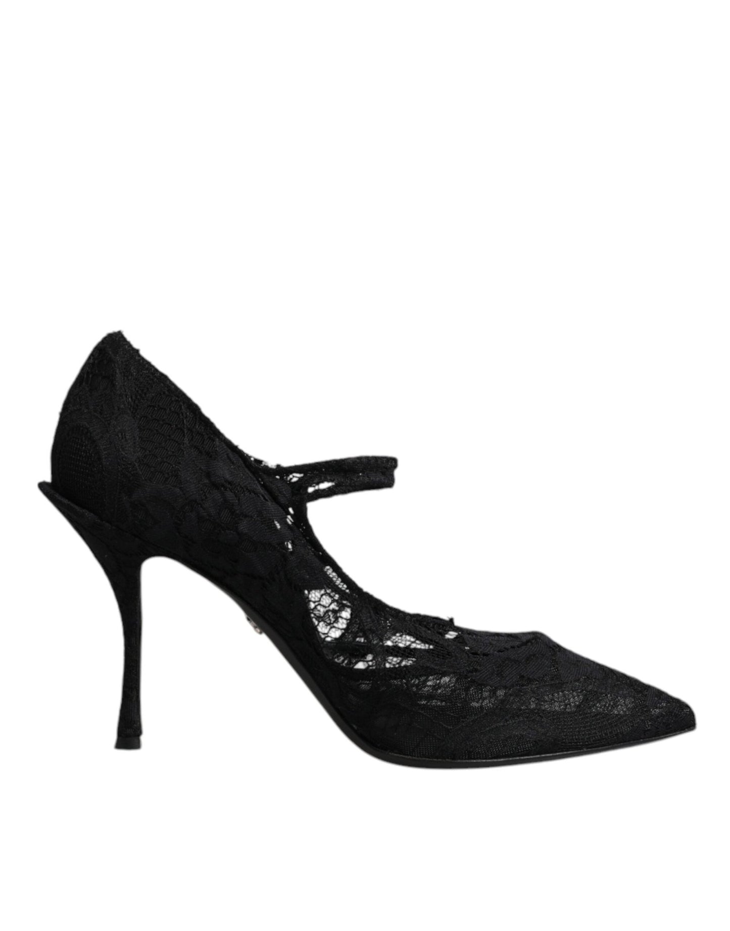 Dolce & Gabbana Black Lace Crystals Mary Jane Pumps Shoes - SMARTMARTNZ
