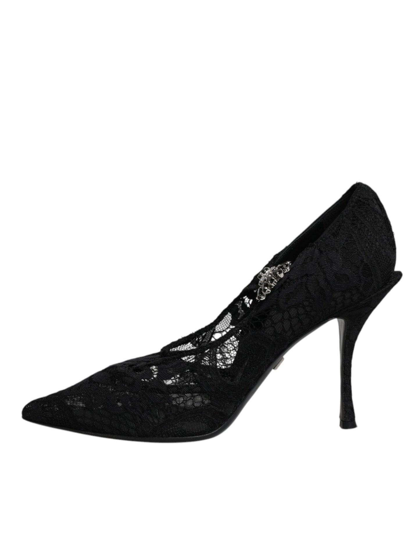 Dolce & Gabbana Black Lace Crystals Mary Jane Pumps Shoes - SMARTMARTNZ