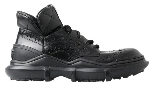 Dolce & Gabbana Black Leather Ankle Casual Boots - SMARTMARTNZ