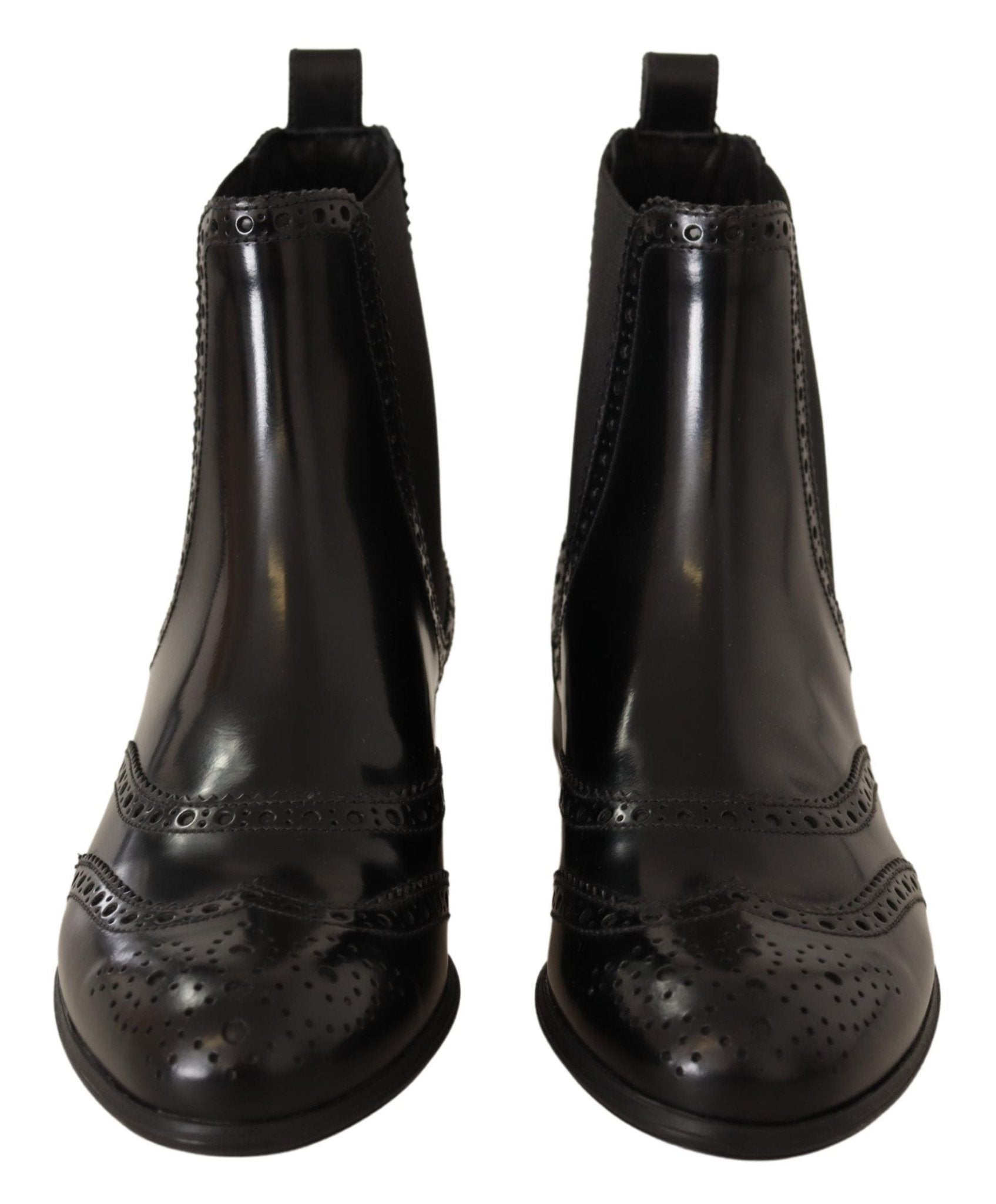 Dolce & Gabbana Black Leather Ankle High Flat Boots Shoes - SMARTMARTNZ