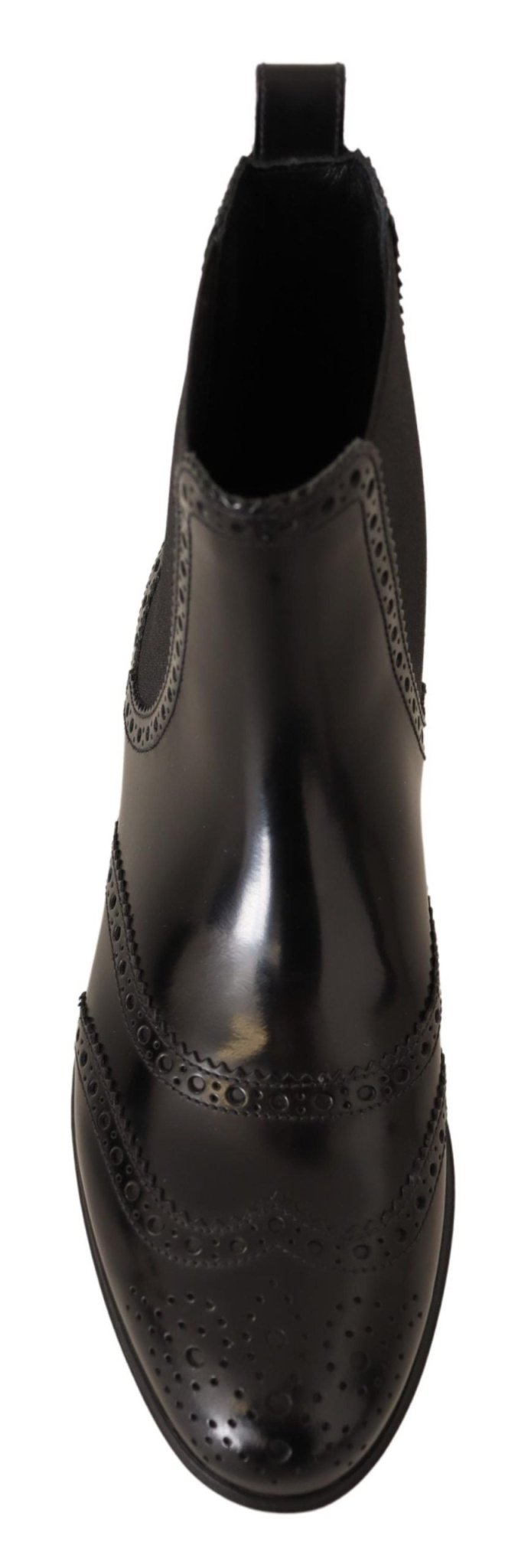 Dolce & Gabbana Black Leather Ankle High Flat Boots Shoes - SMARTMARTNZ
