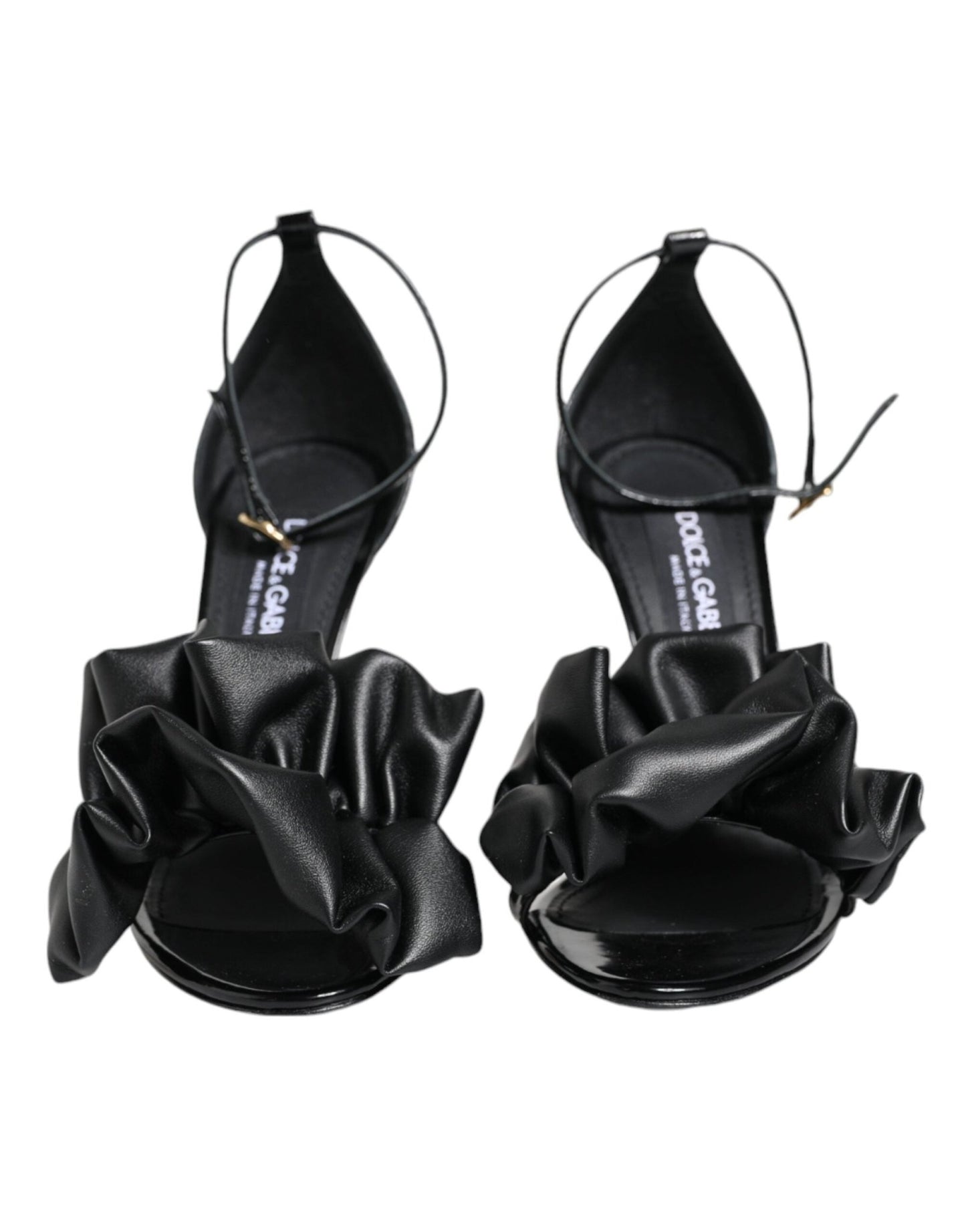 Dolce & Gabbana Black Leather Ankle Strap Heel Sandals Shoes - SMARTMARTNZ