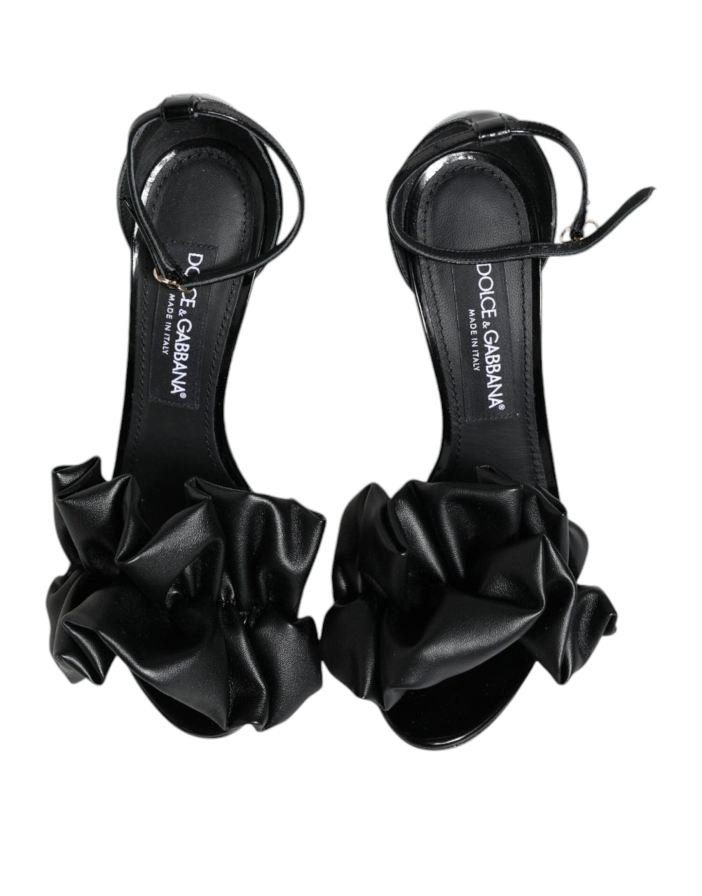 Dolce & Gabbana Black Leather Ankle Strap Heel Sandals Shoes - SMARTMARTNZ