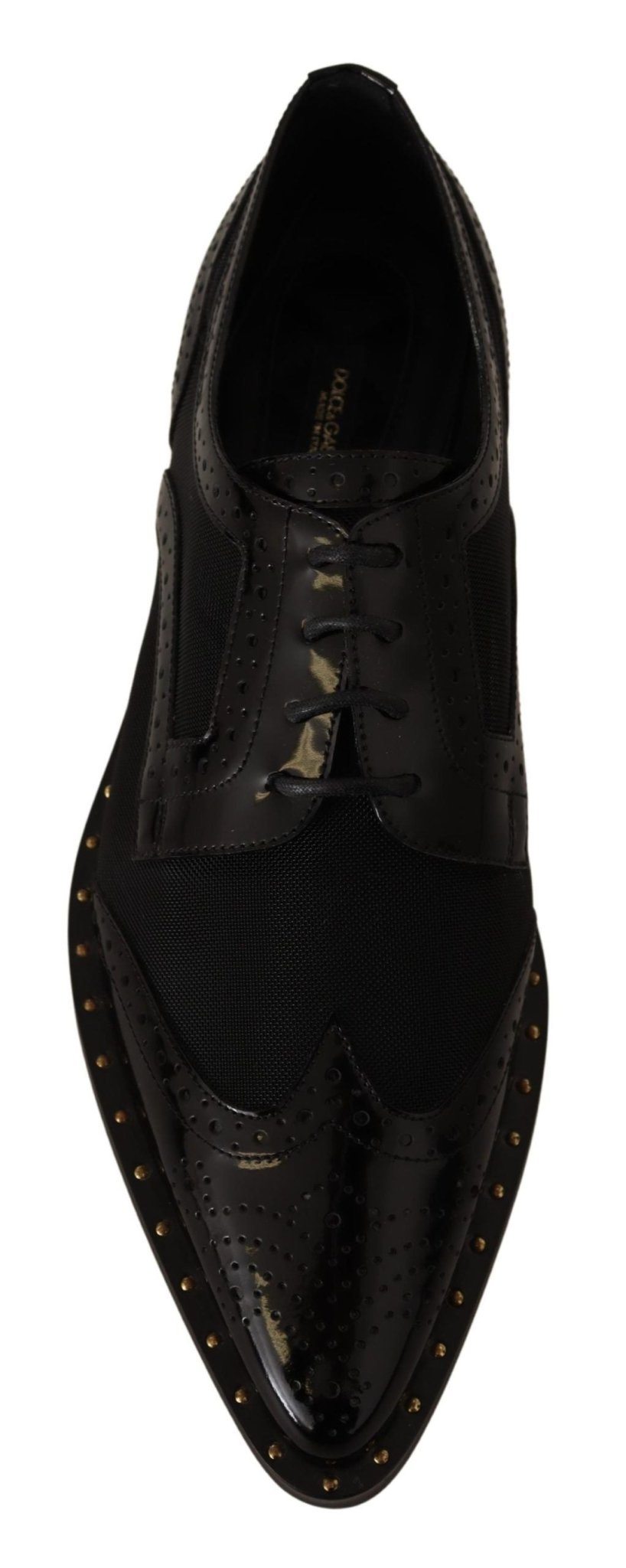 Dolce & Gabbana Black Leather Broques Sheer Wingtip Shoes - SMARTMARTNZ