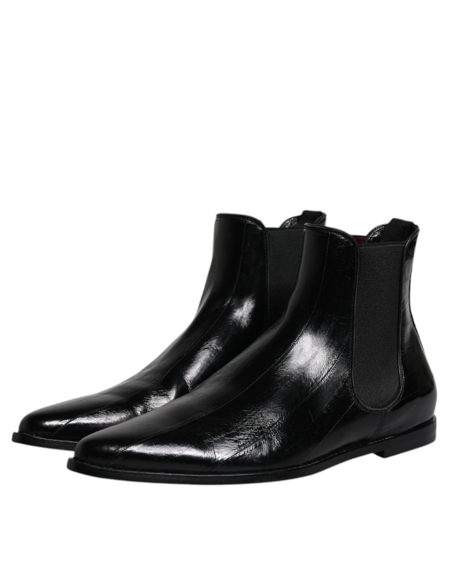 Dolce & Gabbana Black Leather Chelsea Men Ankle Boots Shoes - SMARTMARTNZ
