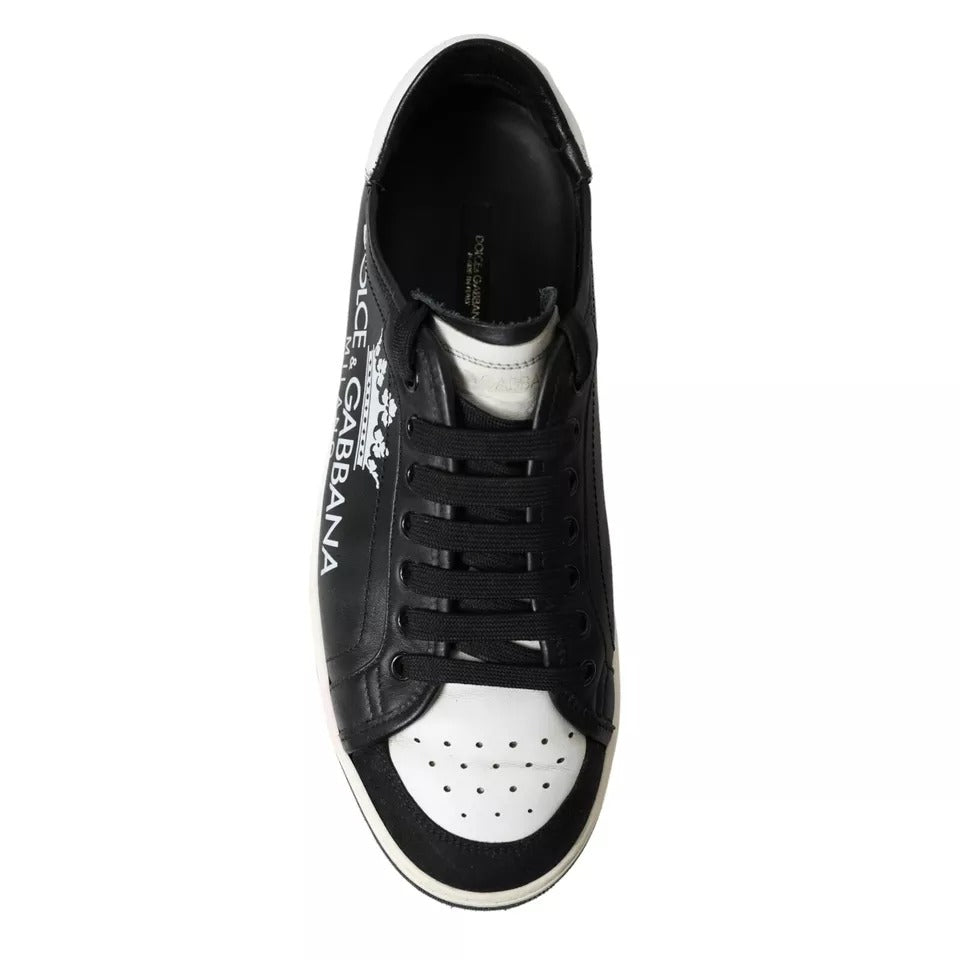 Dolce & Gabbana Black Leather Crown Milano Men Sneakers Shoes - SMARTMARTNZ