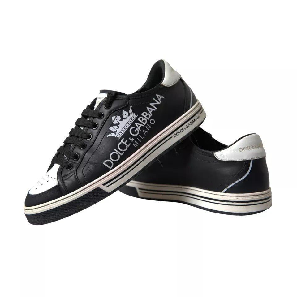 Dolce & Gabbana Black Leather Crown Milano Men Sneakers Shoes - SMARTMARTNZ